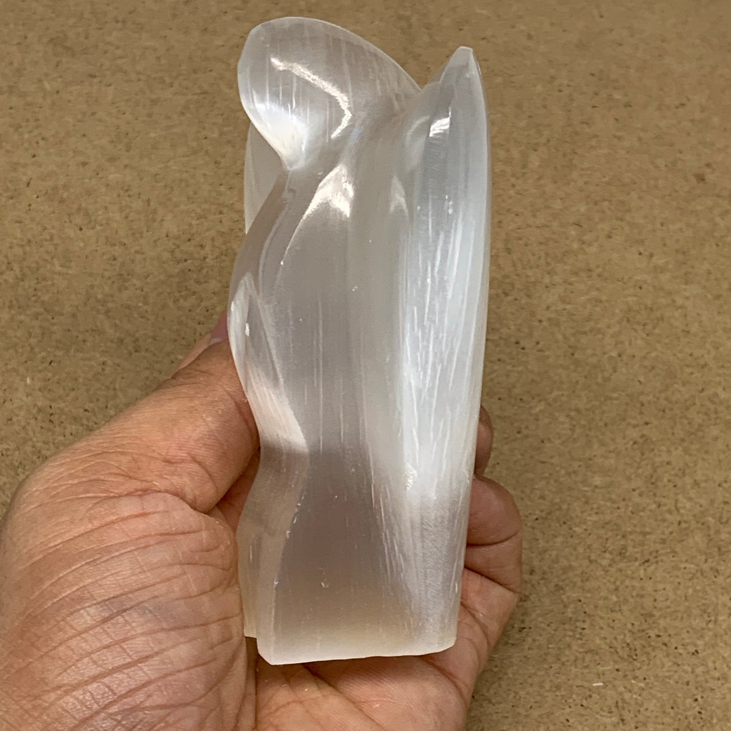 289g, 3.9"x3.4"x1.3"Natural Selenite (Satin Spar) Angel Crystal @Morocco,B8920
