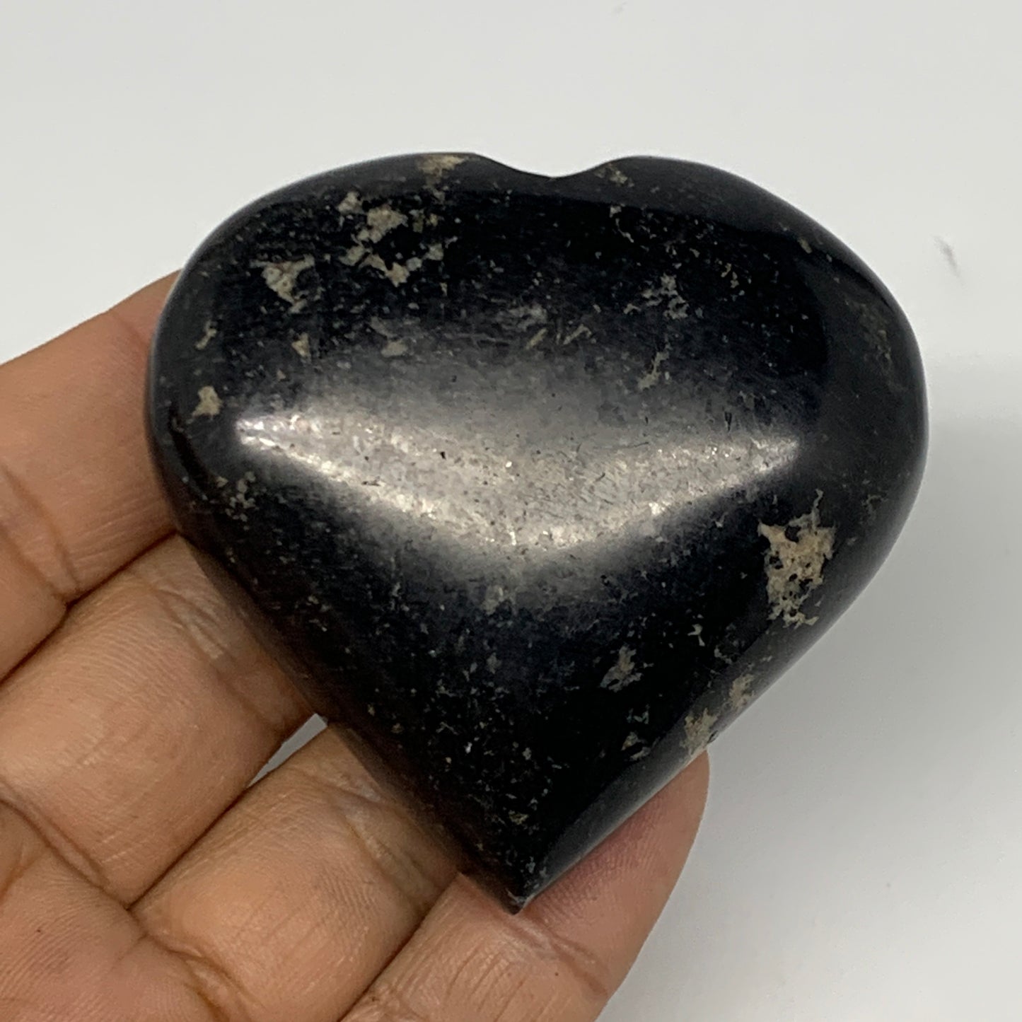 126.7g, 2.2"x2.3"x0.9", Black Tourmaline Heart Polished Crystal Home Decor, B218