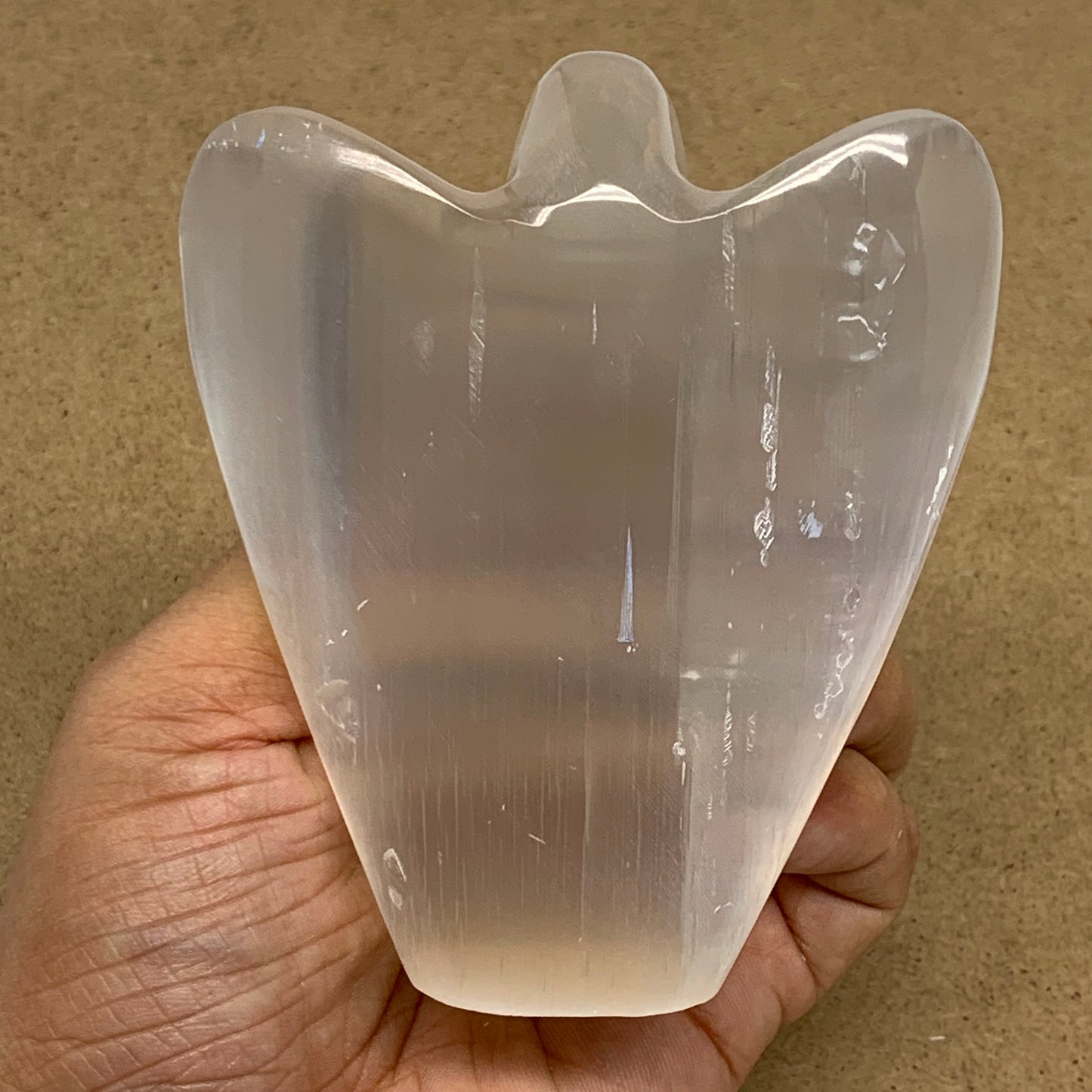 289g, 3.9"x3.4"x1.3"Natural Selenite (Satin Spar) Angel Crystal @Morocco,B8920