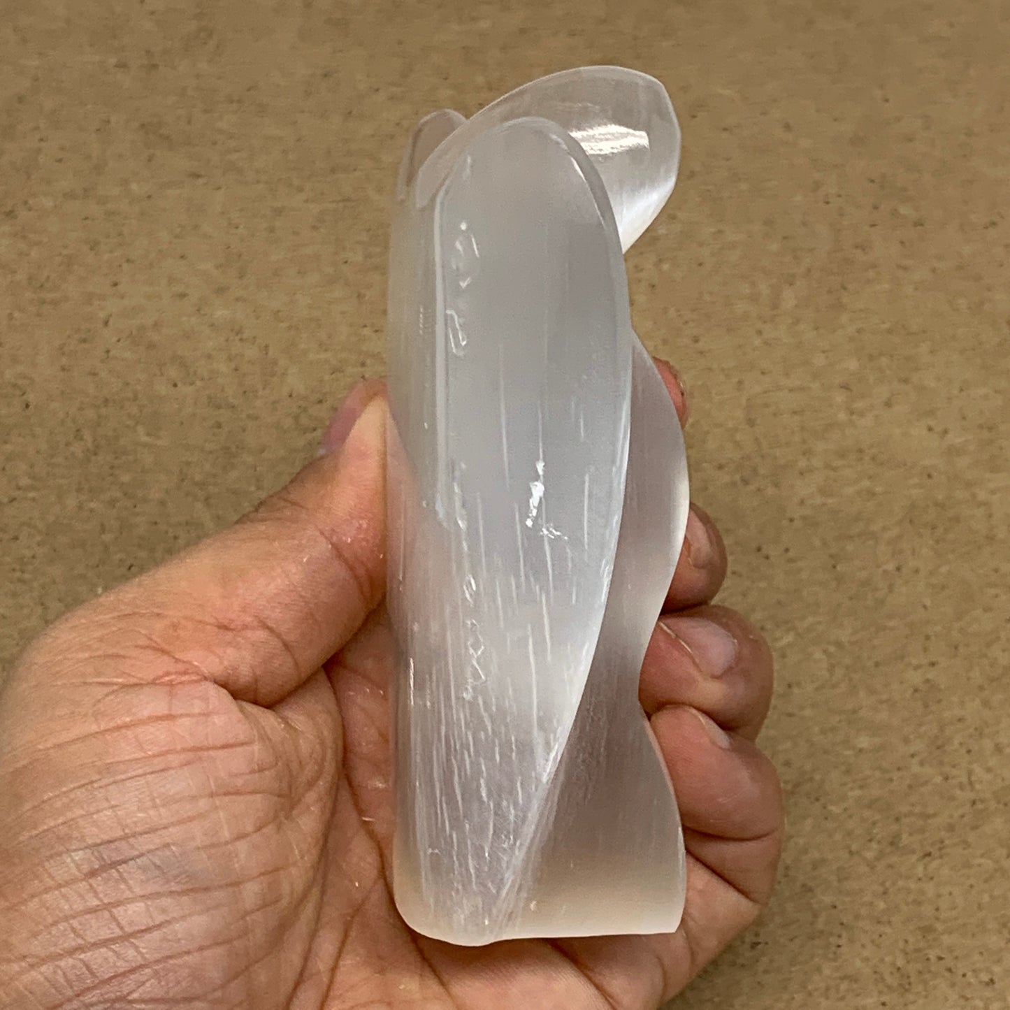 289g, 3.9"x3.4"x1.3"Natural Selenite (Satin Spar) Angel Crystal @Morocco,B8920