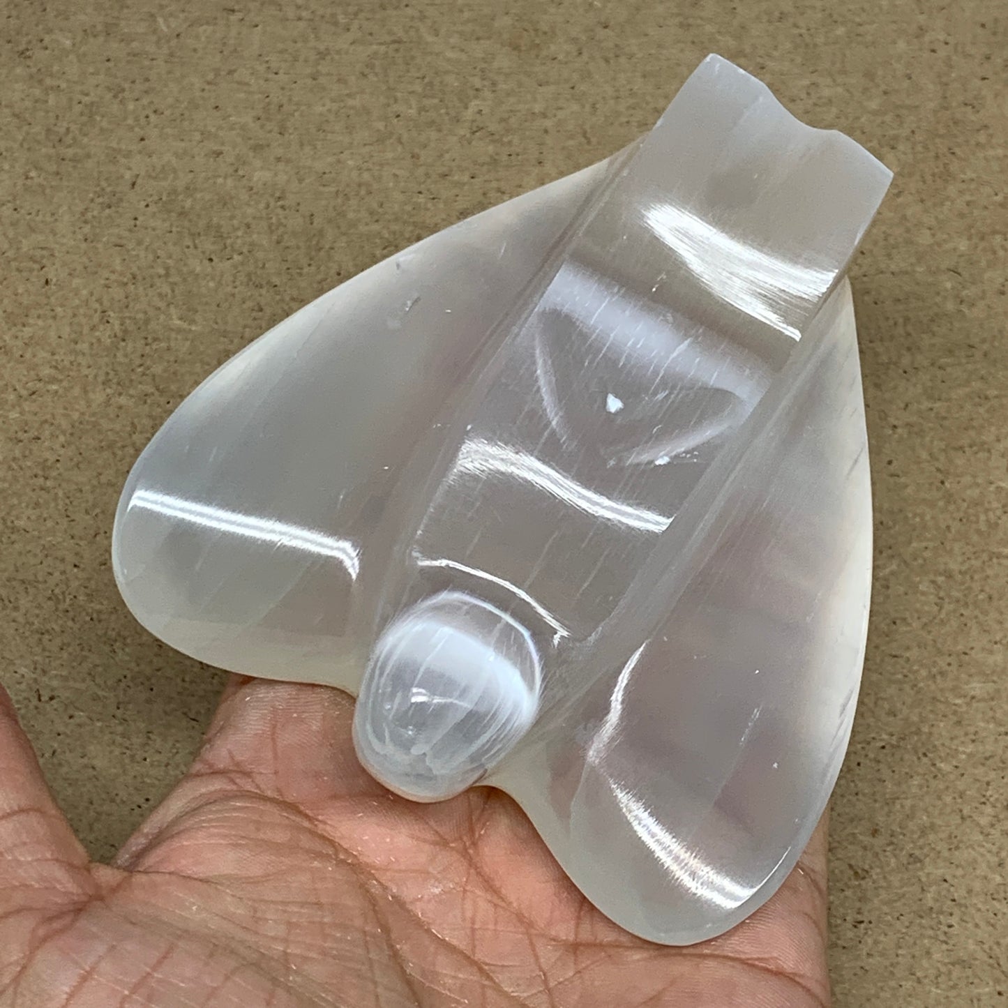 289g, 3.9"x3.4"x1.3"Natural Selenite (Satin Spar) Angel Crystal @Morocco,B8920