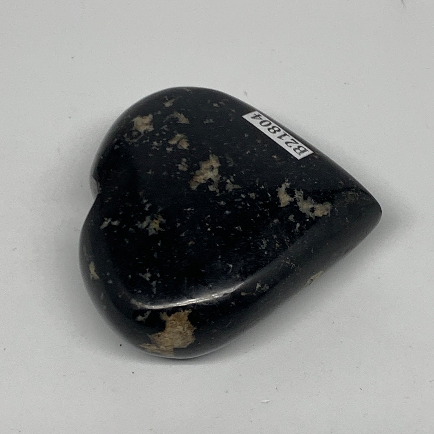 126.7g, 2.2"x2.3"x0.9", Black Tourmaline Heart Polished Crystal Home Decor, B218