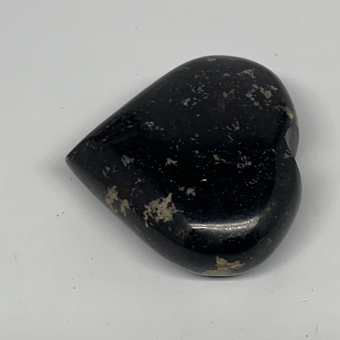 126.7g, 2.2"x2.3"x0.9", Black Tourmaline Heart Polished Crystal Home Decor, B218