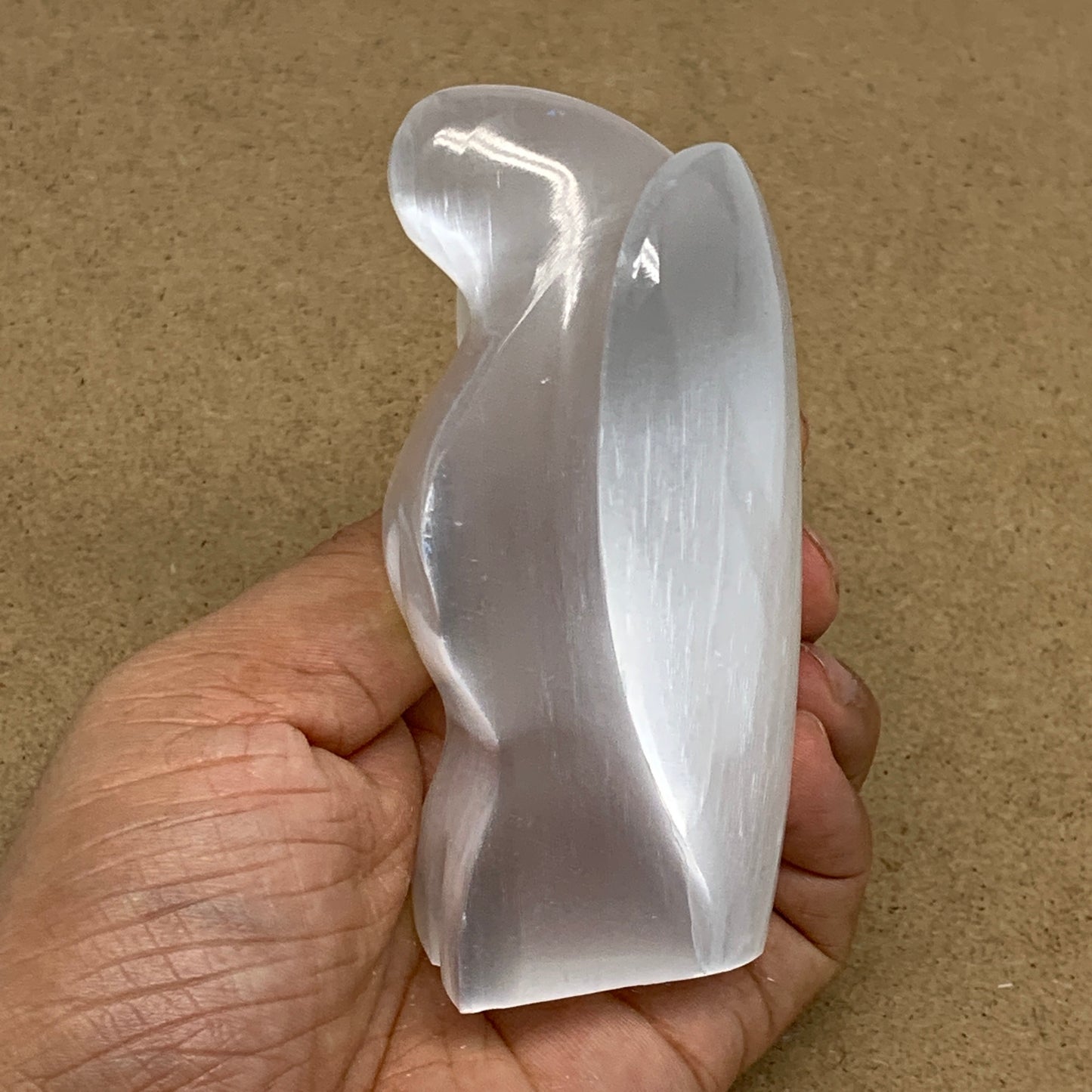 321.8g, 3.9"x3.4"x1.7"Natural Selenite (Satin Spar) Angel Crystal @Morocco,B8922