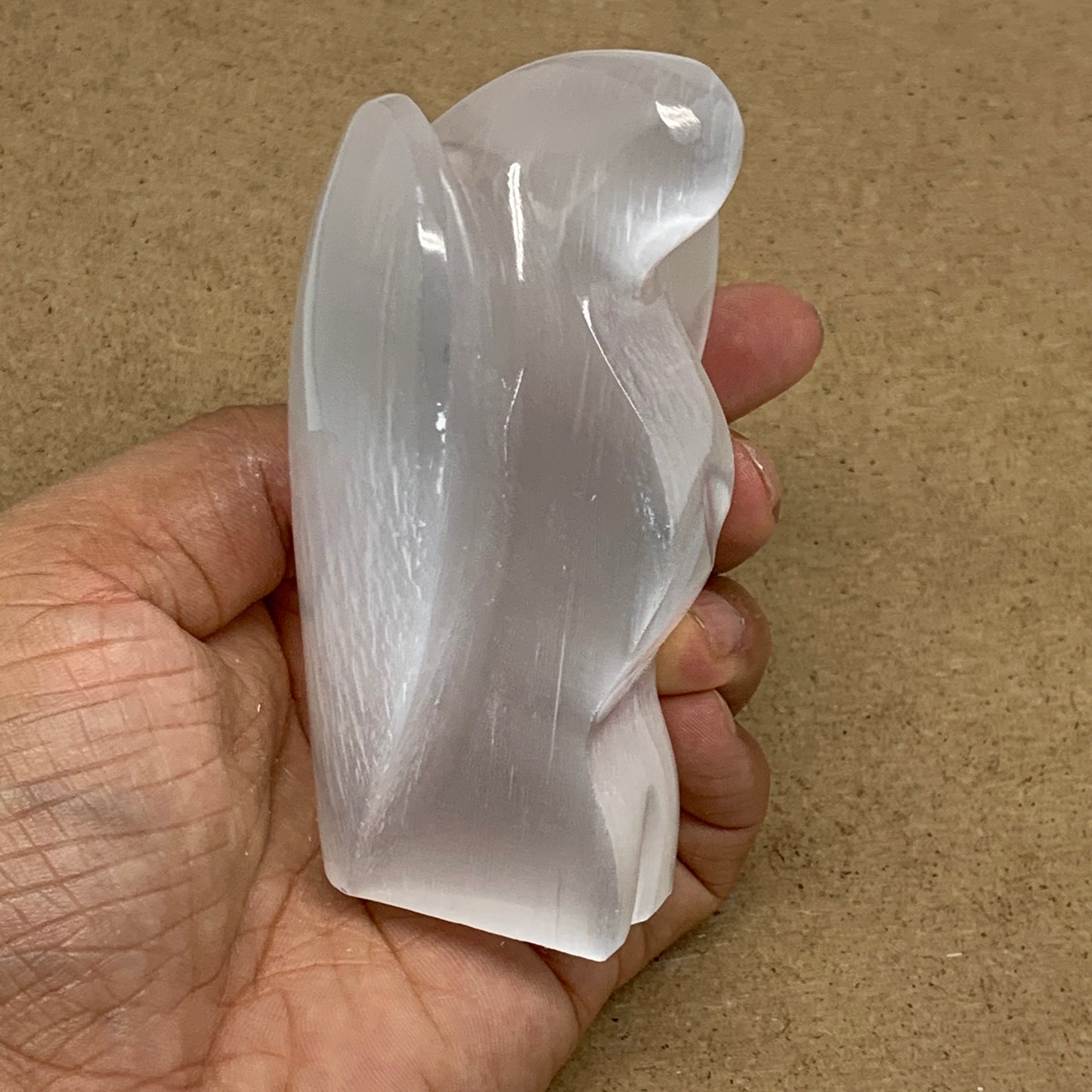 321.8g, 3.9"x3.4"x1.7"Natural Selenite (Satin Spar) Angel Crystal @Morocco,B8922
