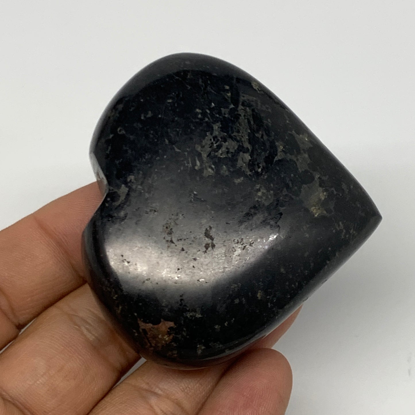 124.6g, 2.2"x2.4"x0.9", Black Tourmaline Heart Polished Crystal Decor, B21808