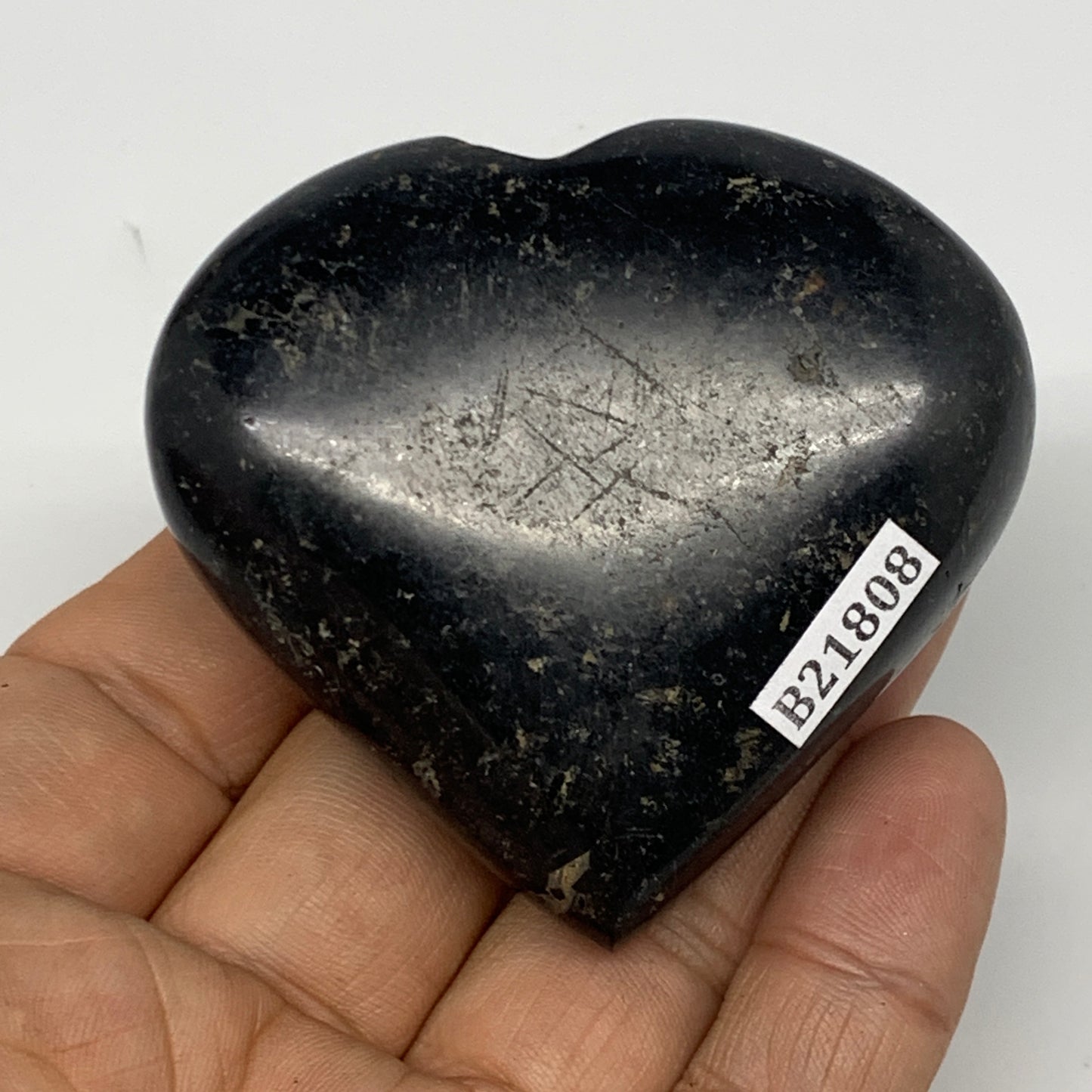 124.6g, 2.2"x2.4"x0.9", Black Tourmaline Heart Polished Crystal Decor, B21808