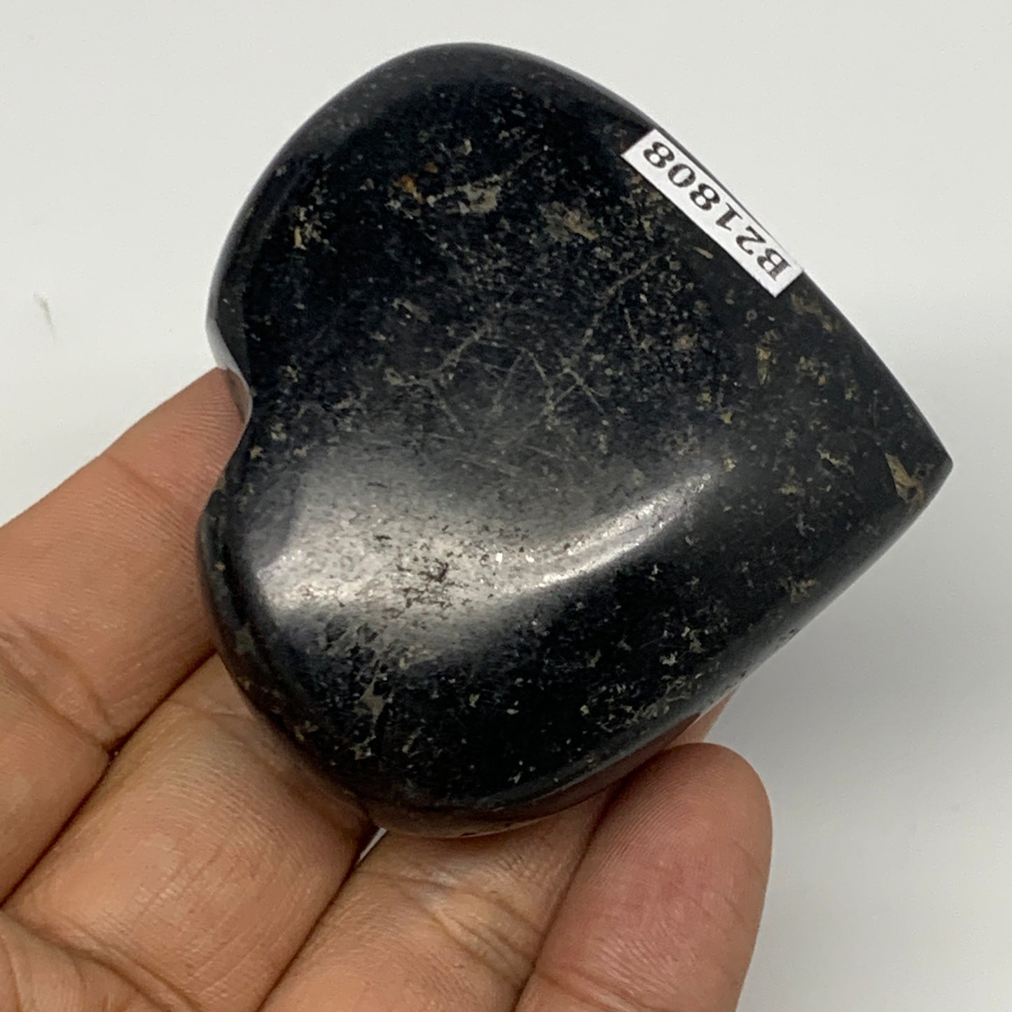 124.6g, 2.2"x2.4"x0.9", Black Tourmaline Heart Polished Crystal Decor, B21808
