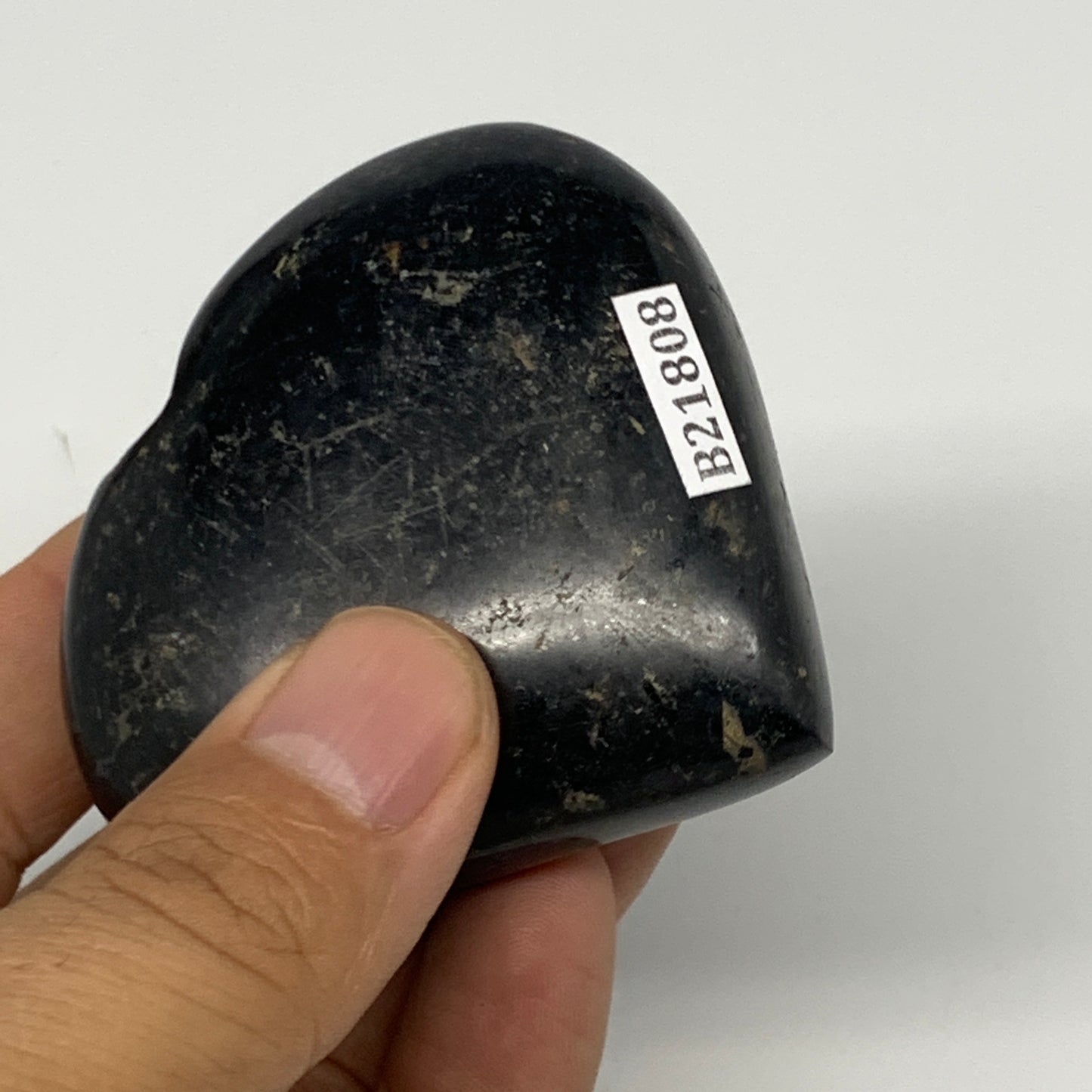 124.6g, 2.2"x2.4"x0.9", Black Tourmaline Heart Polished Crystal Decor, B21808