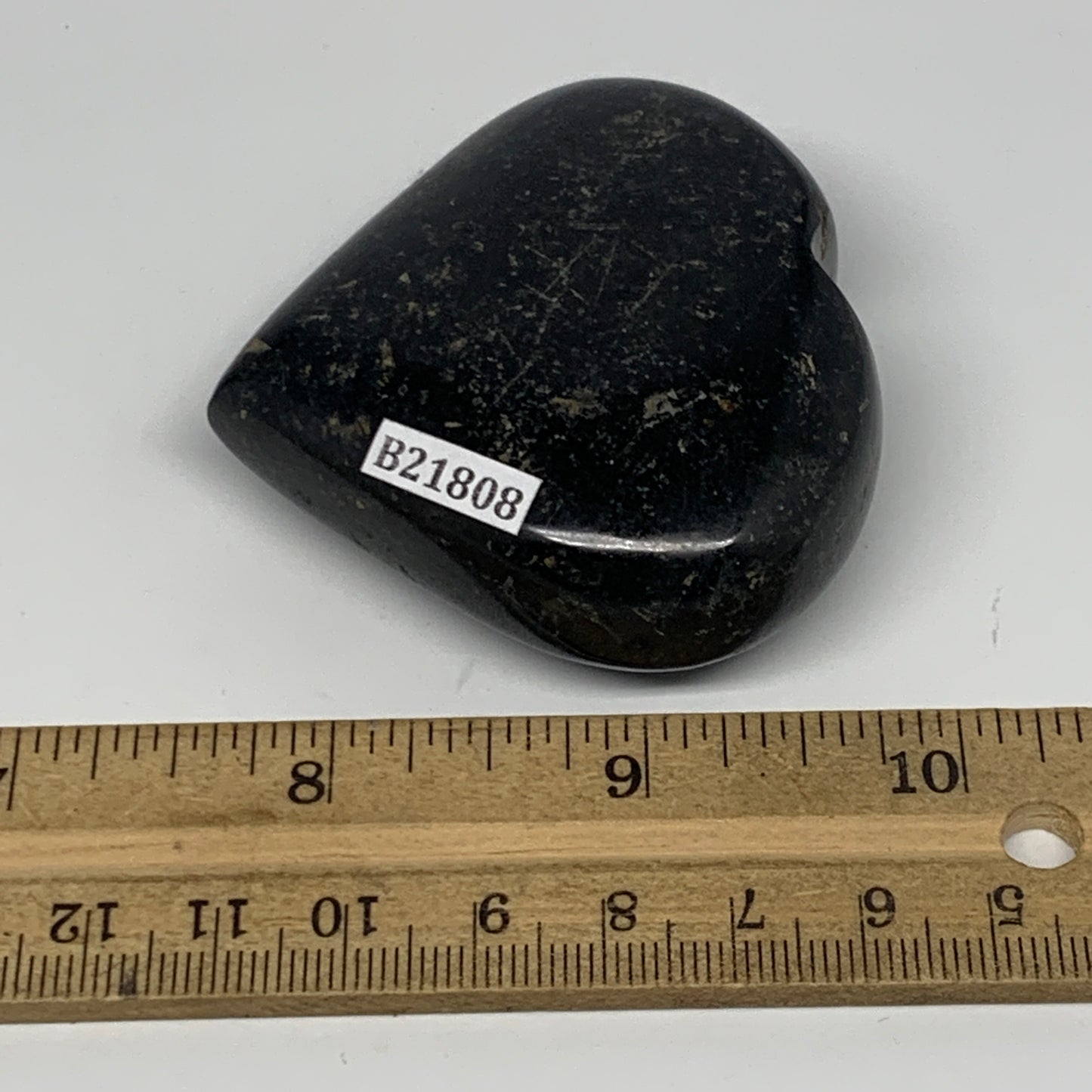 124.6g, 2.2"x2.4"x0.9", Black Tourmaline Heart Polished Crystal Decor, B21808