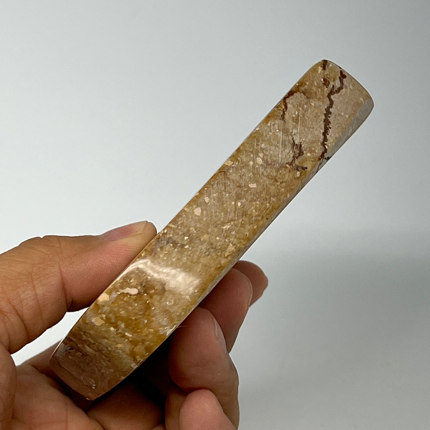 211.2g, 3.6"x2.1"x0.7" Picture Jasper Rectangle Gemstone Home Decor, B20116