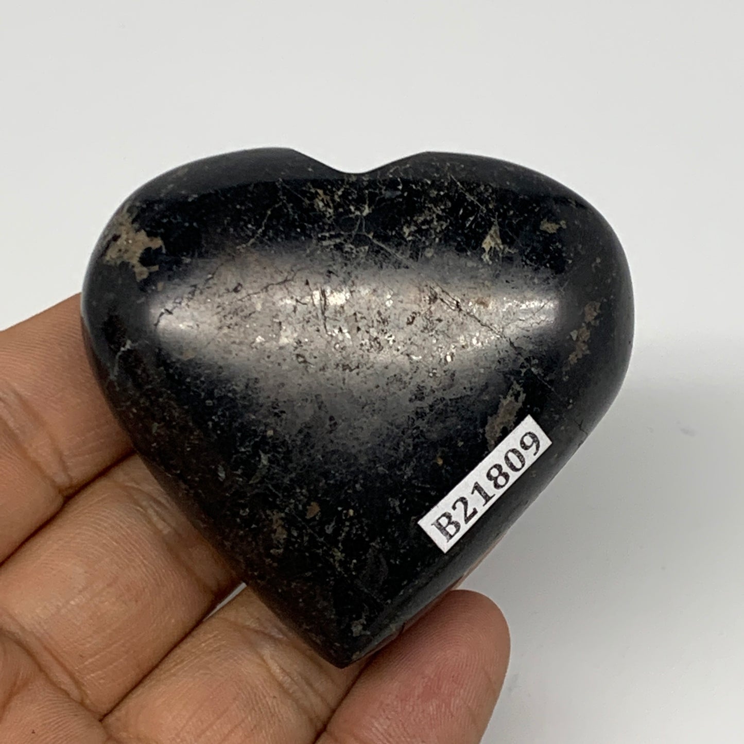 108.4g, 2.1"x2.2"x0.9", Black Tourmaline Heart Polished Crystal Home Decor, B218