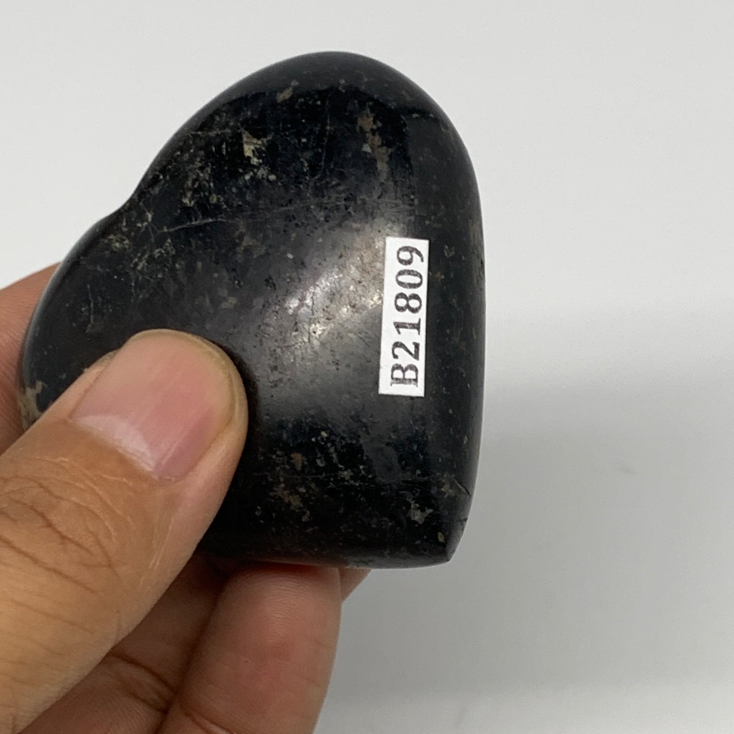 108.4g, 2.1"x2.2"x0.9", Black Tourmaline Heart Polished Crystal Home Decor, B218