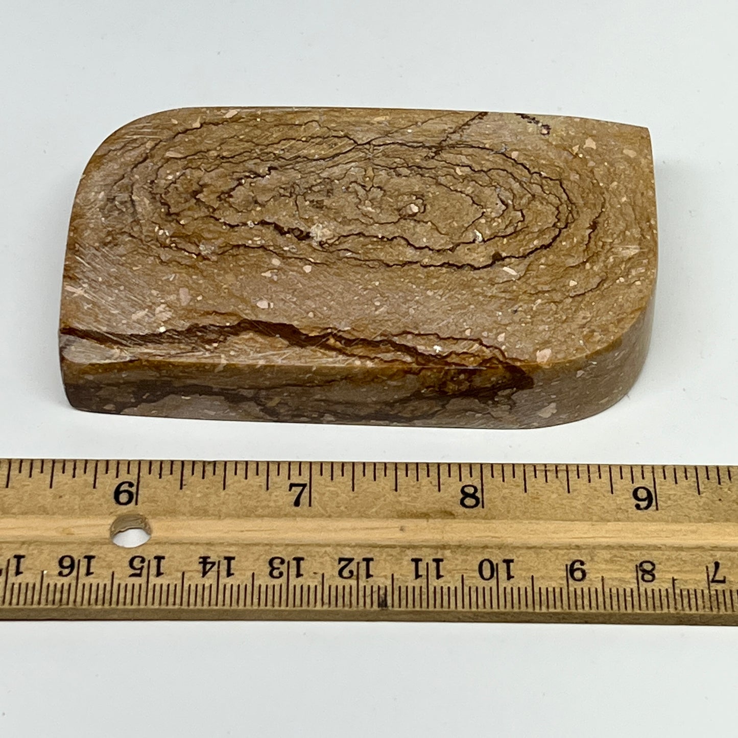 211.2g, 3.6"x2.1"x0.7" Picture Jasper Rectangle Gemstone Home Decor, B20116