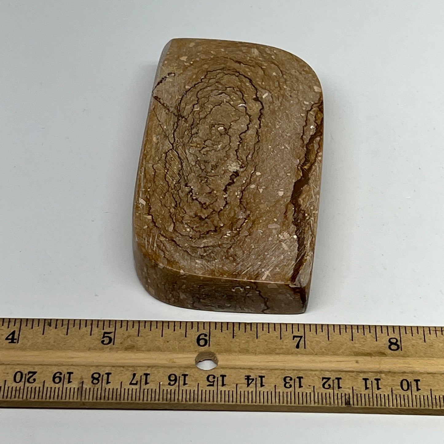 211.2g, 3.6"x2.1"x0.7" Picture Jasper Rectangle Gemstone Home Decor, B20116