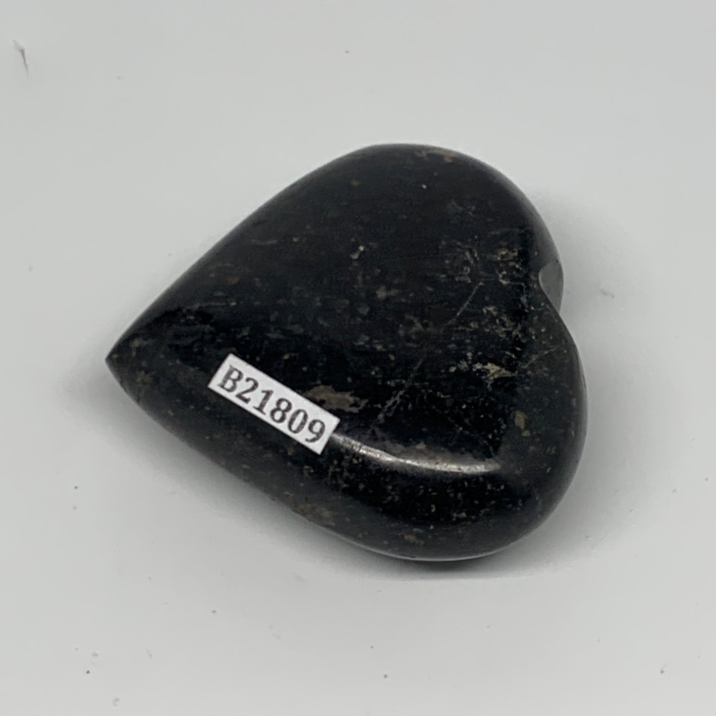 108.4g, 2.1"x2.2"x0.9", Black Tourmaline Heart Polished Crystal Home Decor, B218