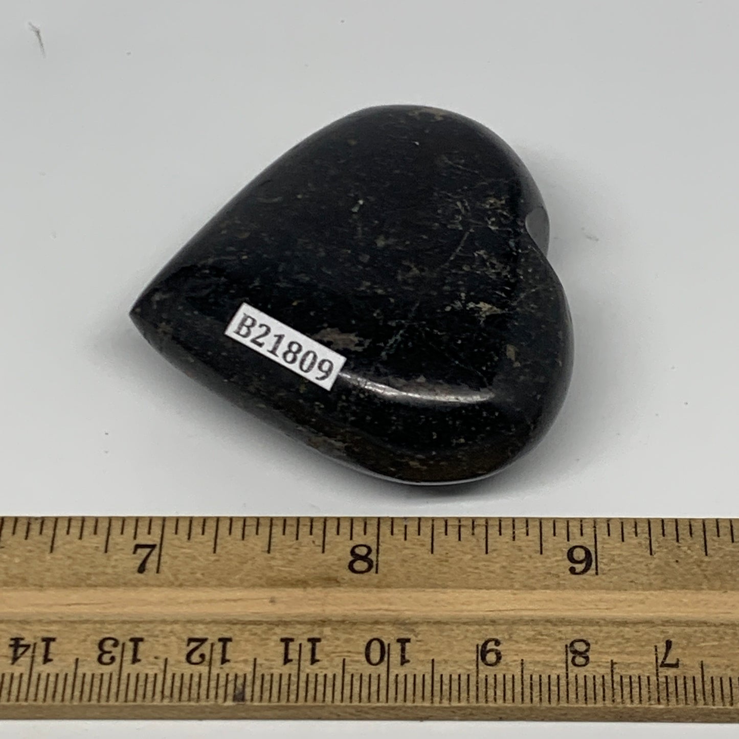 108.4g, 2.1"x2.2"x0.9", Black Tourmaline Heart Polished Crystal Home Decor, B218