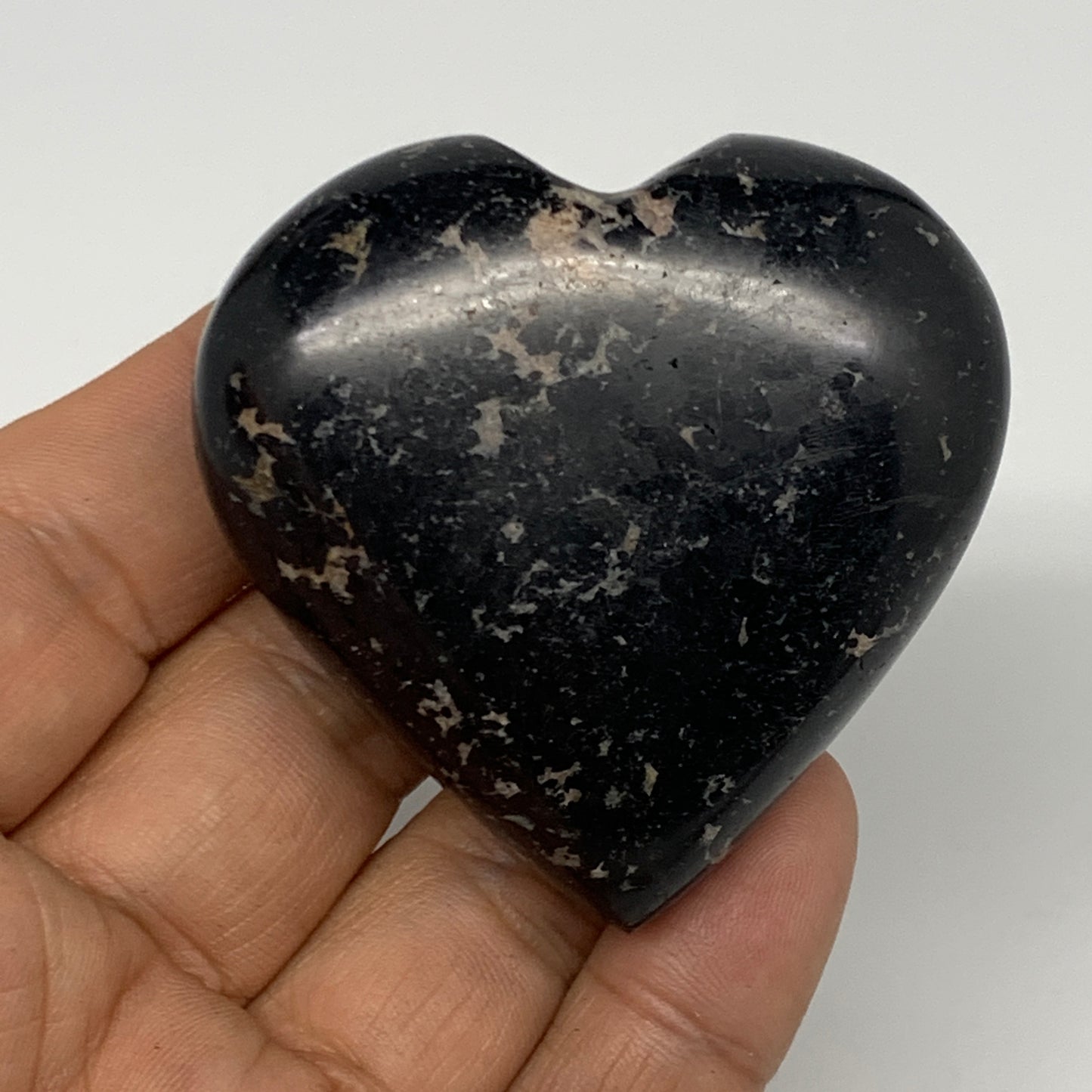 108.9g, 2.1"x2.1"x0.9", Black Tourmaline Heart Polished Crystal Decor, B21810