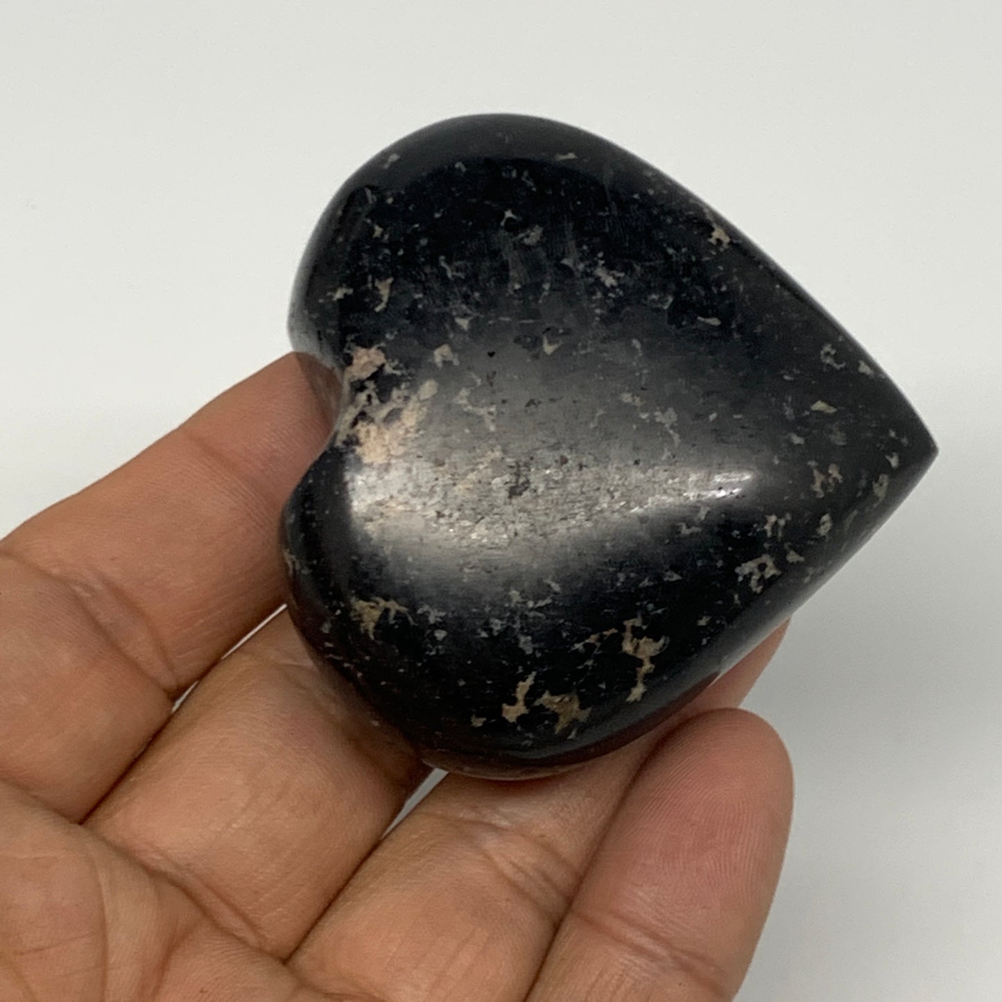 108.9g, 2.1"x2.1"x0.9", Black Tourmaline Heart Polished Crystal Decor, B21810