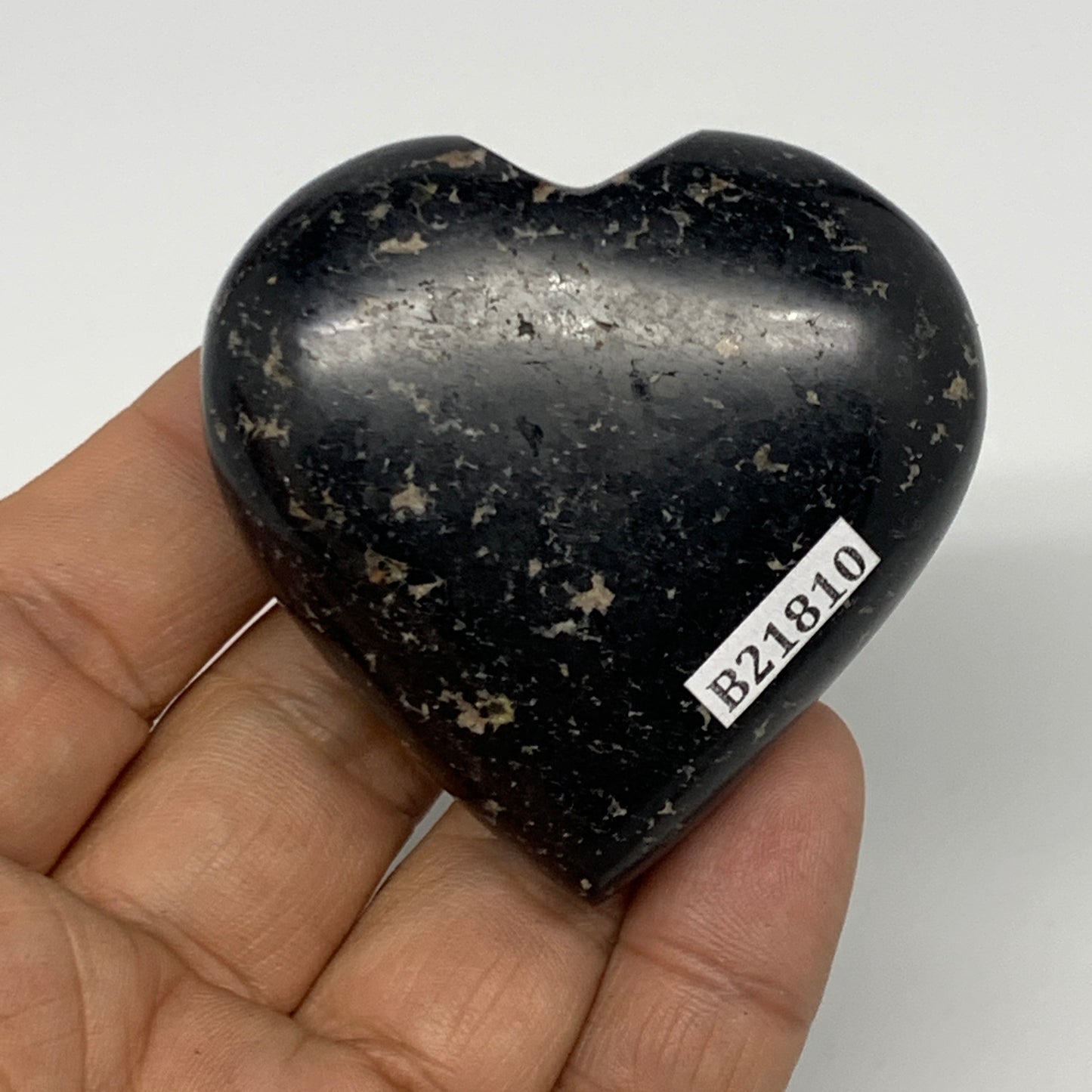 108.9g, 2.1"x2.1"x0.9", Black Tourmaline Heart Polished Crystal Decor, B21810