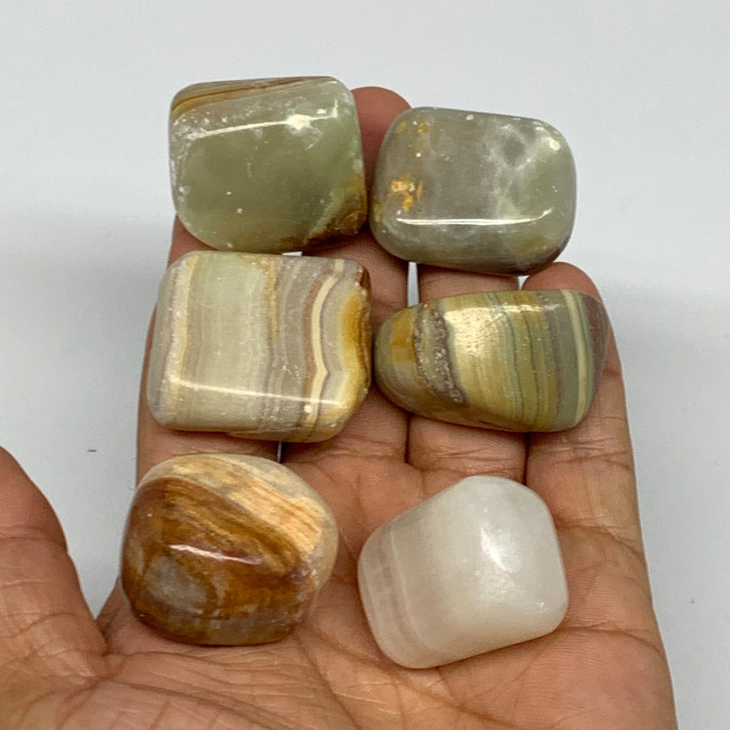 151.4g, 1.2"-1.4", 6pcs, Onyx/Banded Tumbled Stones @Afghanistan, B26702