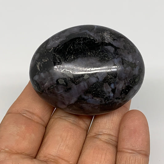 99.9g, 2.1"x1.7"x1.1", Indigo Gabro (Merlinite) Palm-Stone @Madagascar, B17912