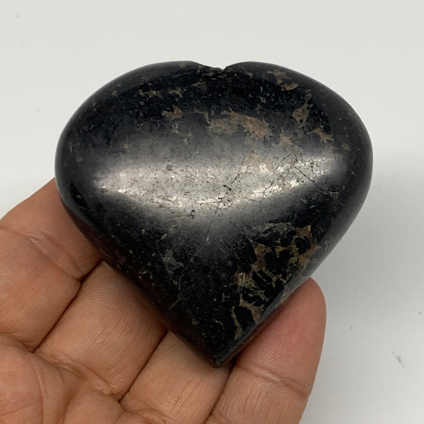 118g, 2.2"x2.3"x0.9", Black Tourmaline Heart Polished Crystal Home Decor, B21811