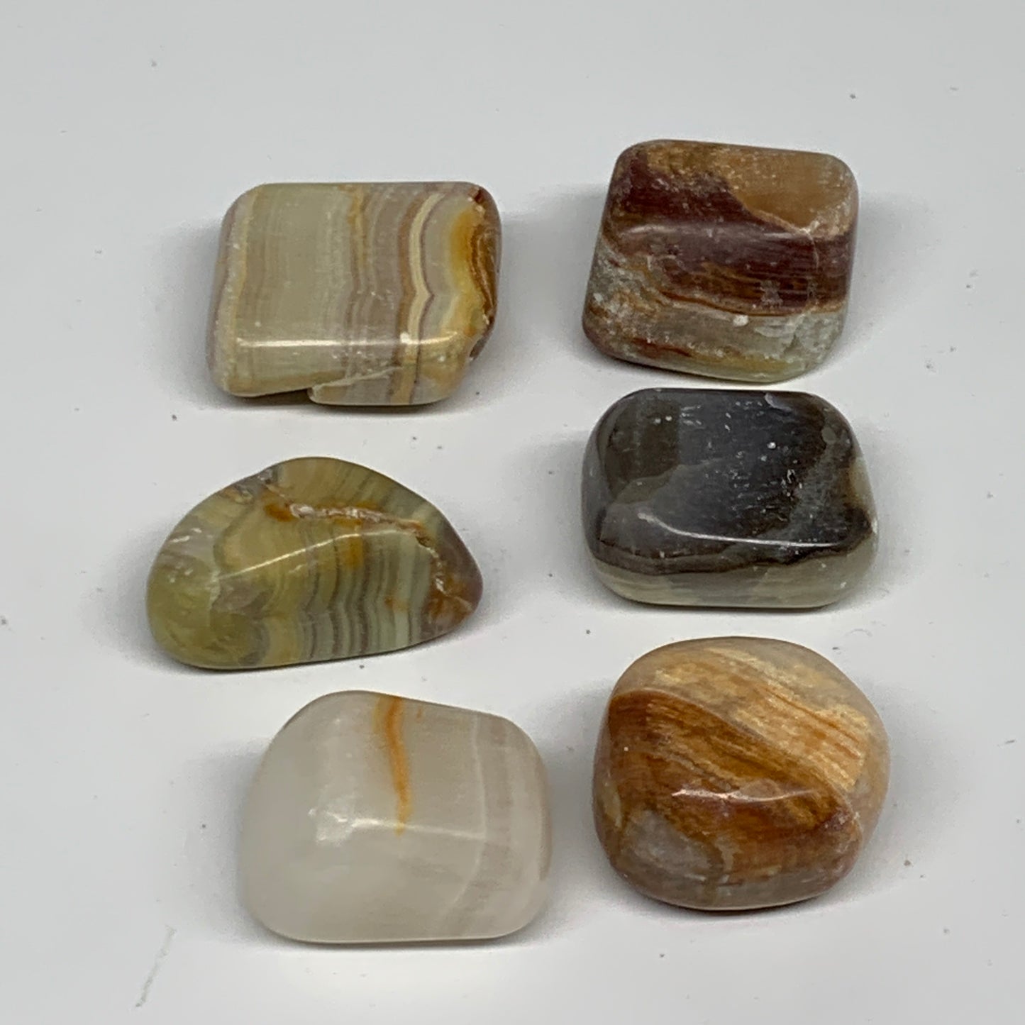 151.4g, 1.2"-1.4", 6pcs, Onyx/Banded Tumbled Stones @Afghanistan, B26702