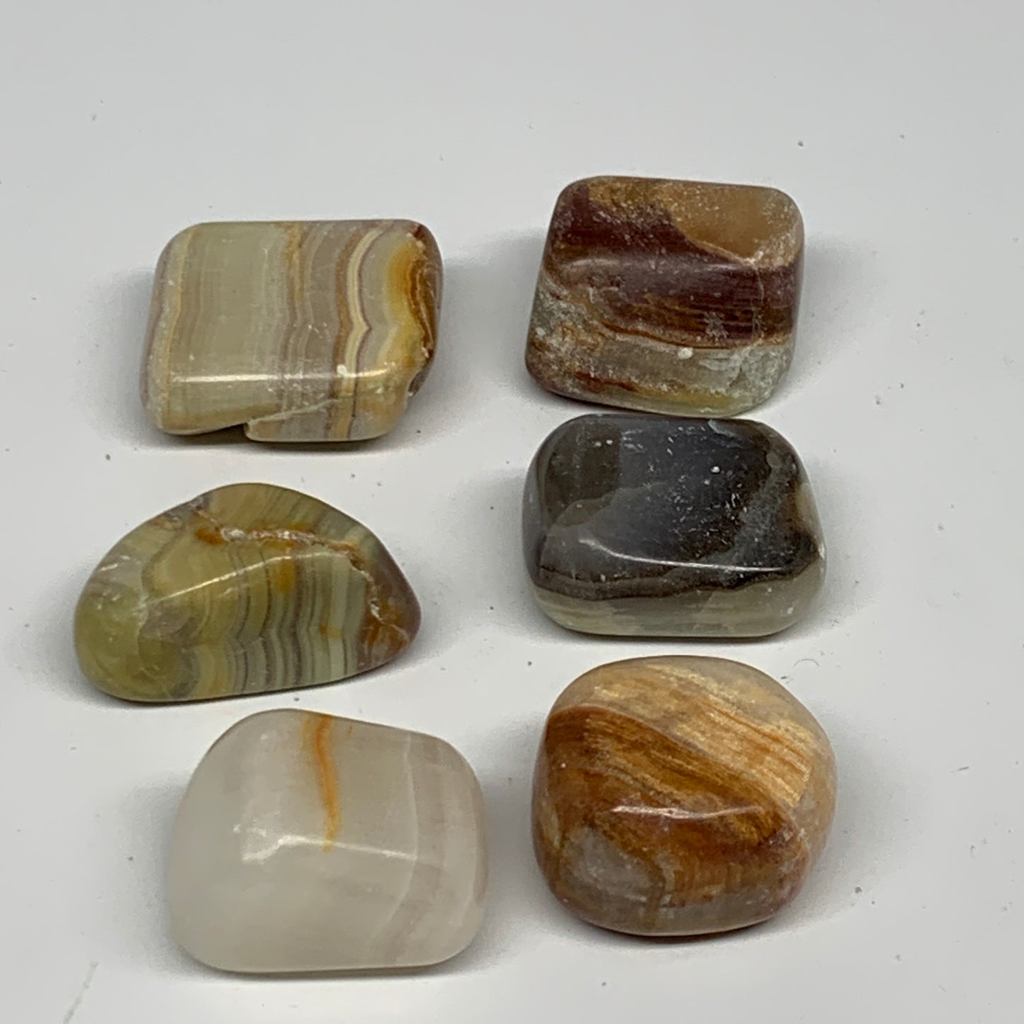 151.4g, 1.2"-1.4", 6pcs, Onyx/Banded Tumbled Stones @Afghanistan, B26702