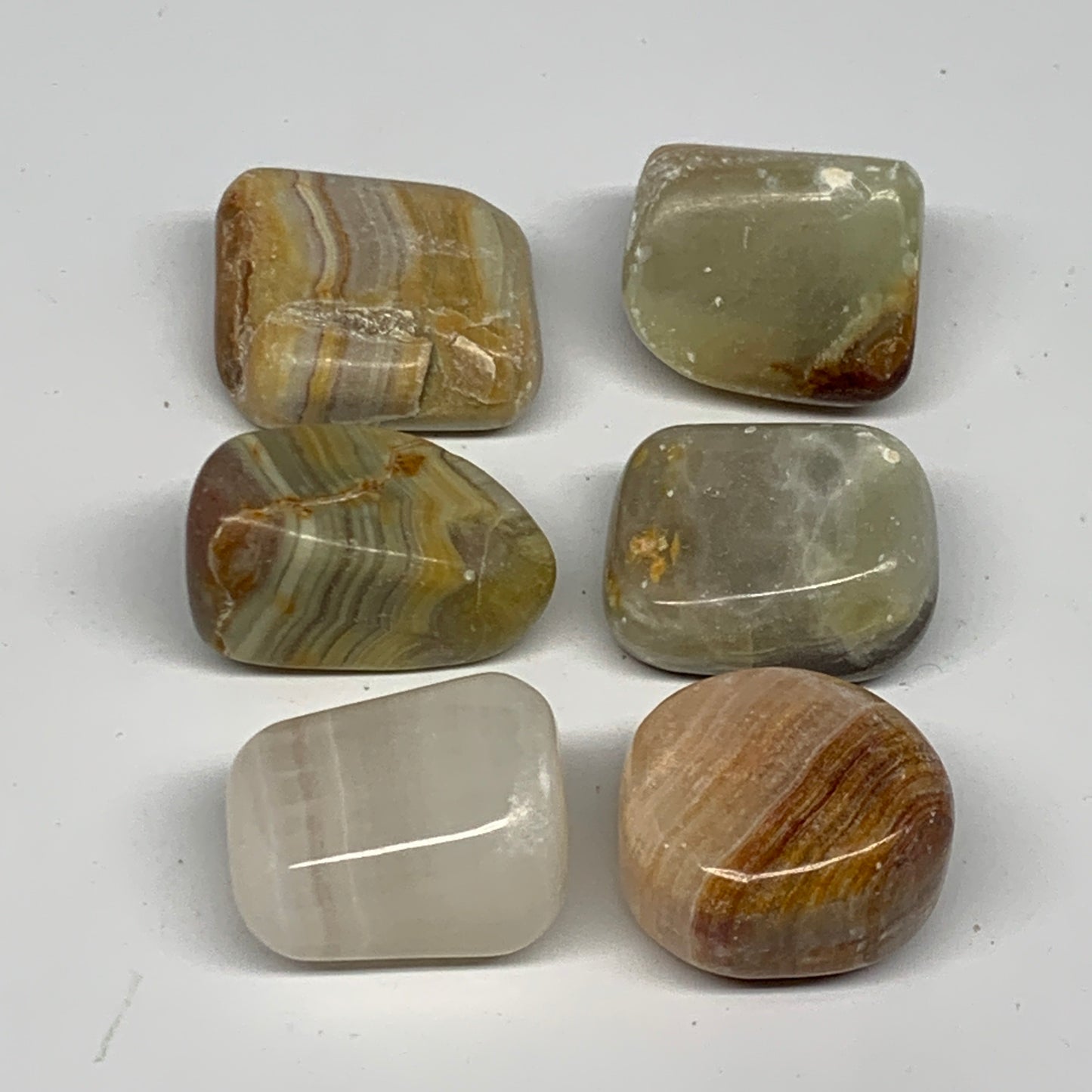 151.4g, 1.2"-1.4", 6pcs, Onyx/Banded Tumbled Stones @Afghanistan, B26702