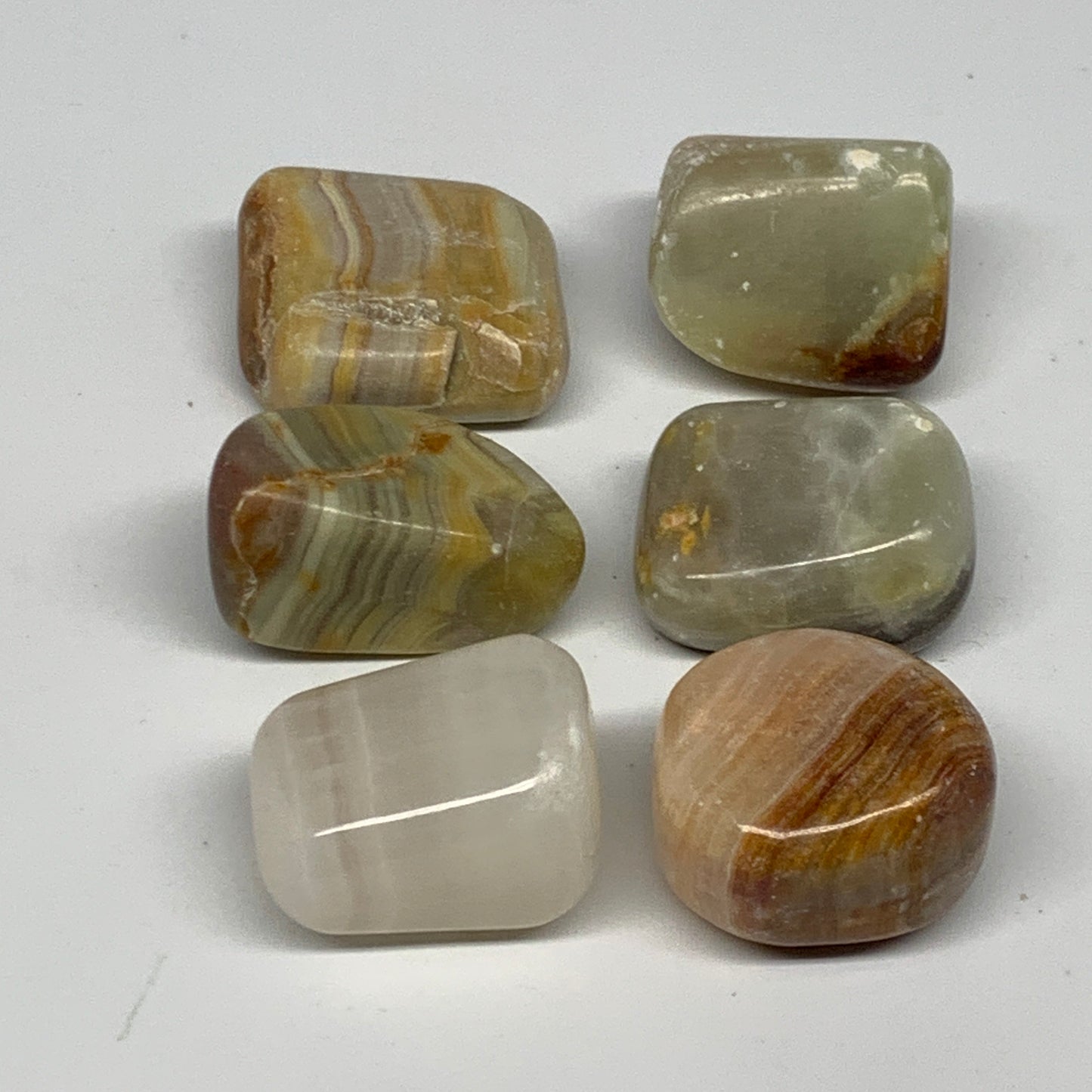 151.4g, 1.2"-1.4", 6pcs, Onyx/Banded Tumbled Stones @Afghanistan, B26702