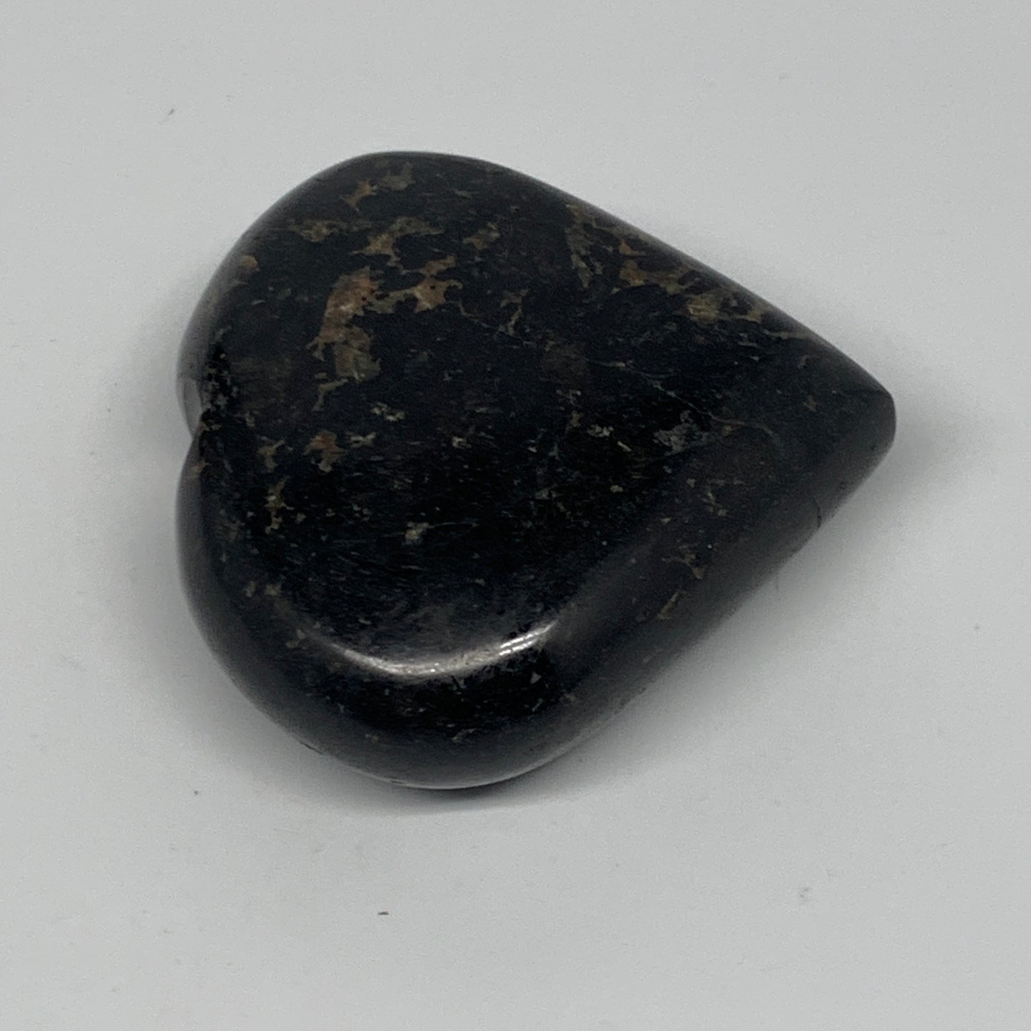 118g, 2.2"x2.3"x0.9", Black Tourmaline Heart Polished Crystal Home Decor, B21811