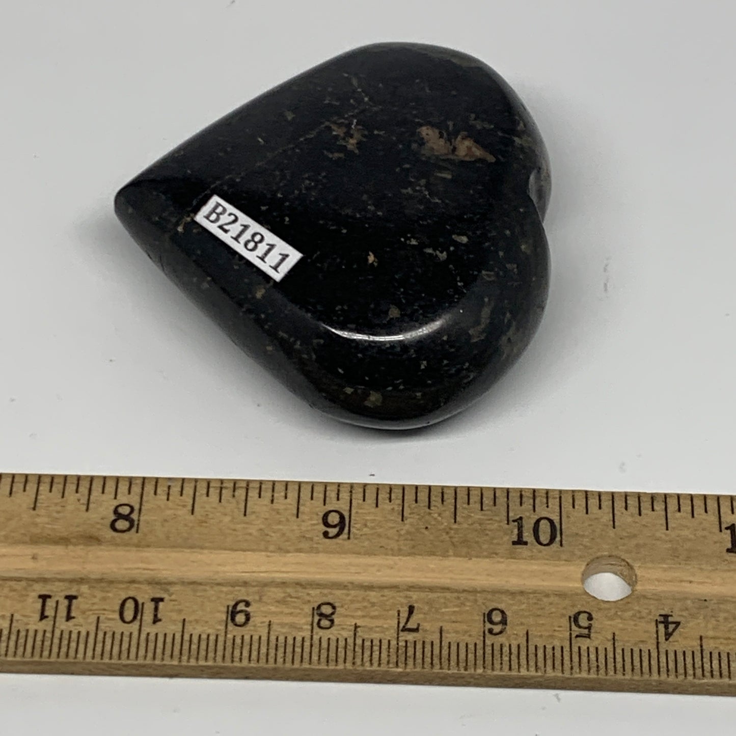 118g, 2.2"x2.3"x0.9", Black Tourmaline Heart Polished Crystal Home Decor, B21811