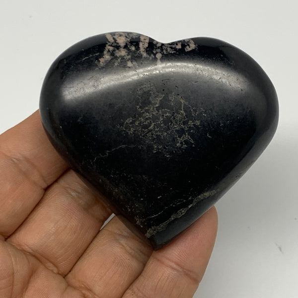 130.5g, 2.2"x2.5"x0.9", Black Tourmaline Heart Polished Crystal Home Decor, B218