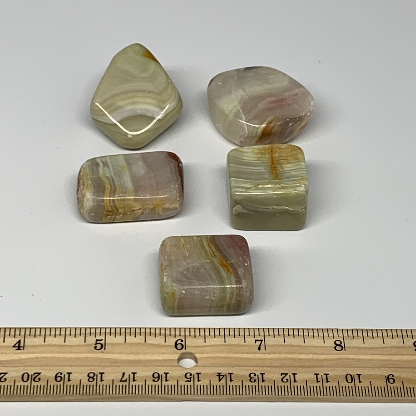 168.5g, 1.1"-1.6", 5pcs, Onyx/Banded Tumbled Stones @Afghanistan, B26703