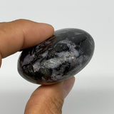 102.2g, 2.2"x1.8"x1", Indigo Gabro (Merlinite) Palm-Stone @Madagascar, B17913