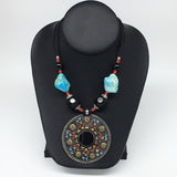 1pc,Turkmen Necklace Pendant Statement Tribal Round Black Carnelian Bead,TN783