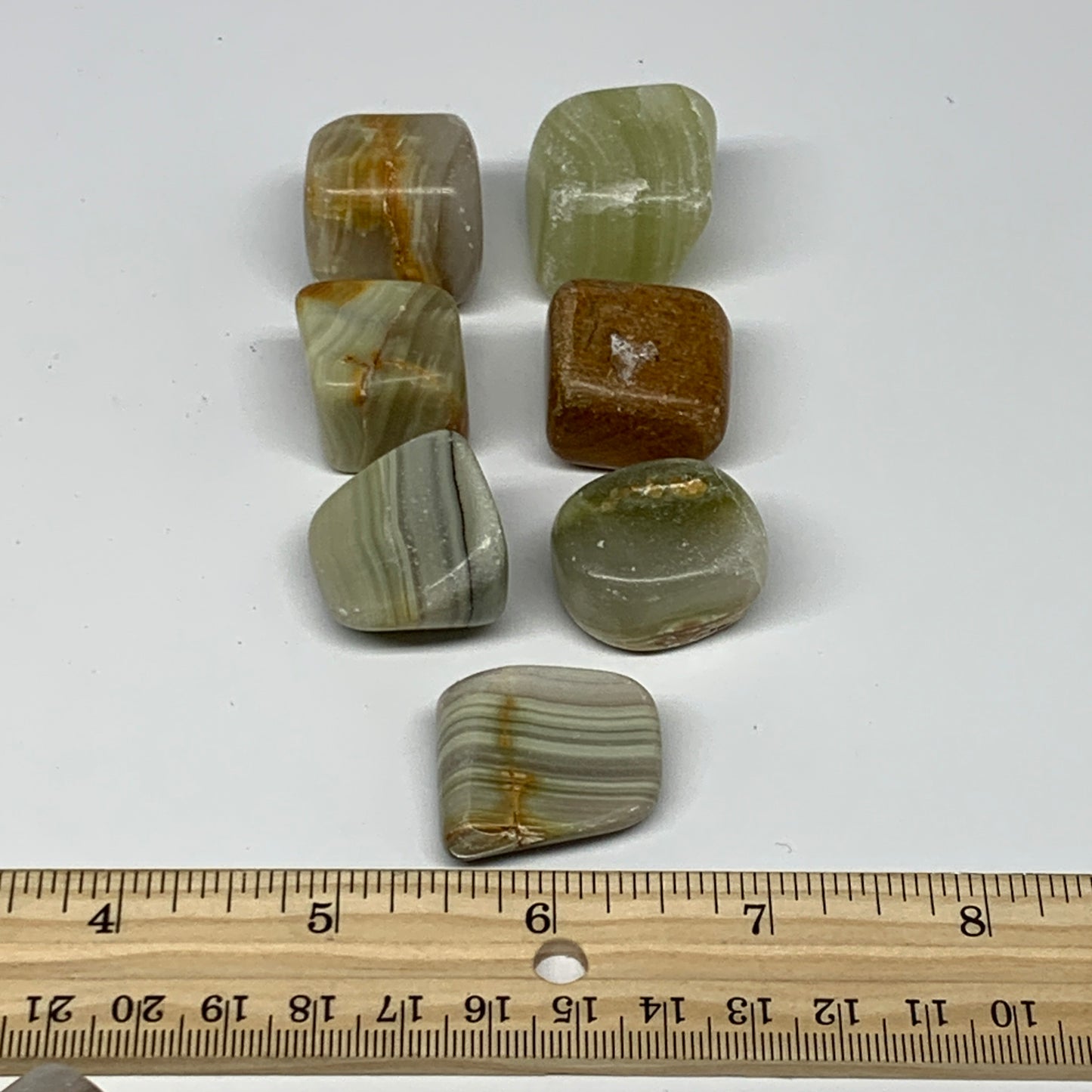 143.9g, 0.7"-1.1", 7pcs, Onyx/Banded Tumbled Stones @Afghanistan, B26704