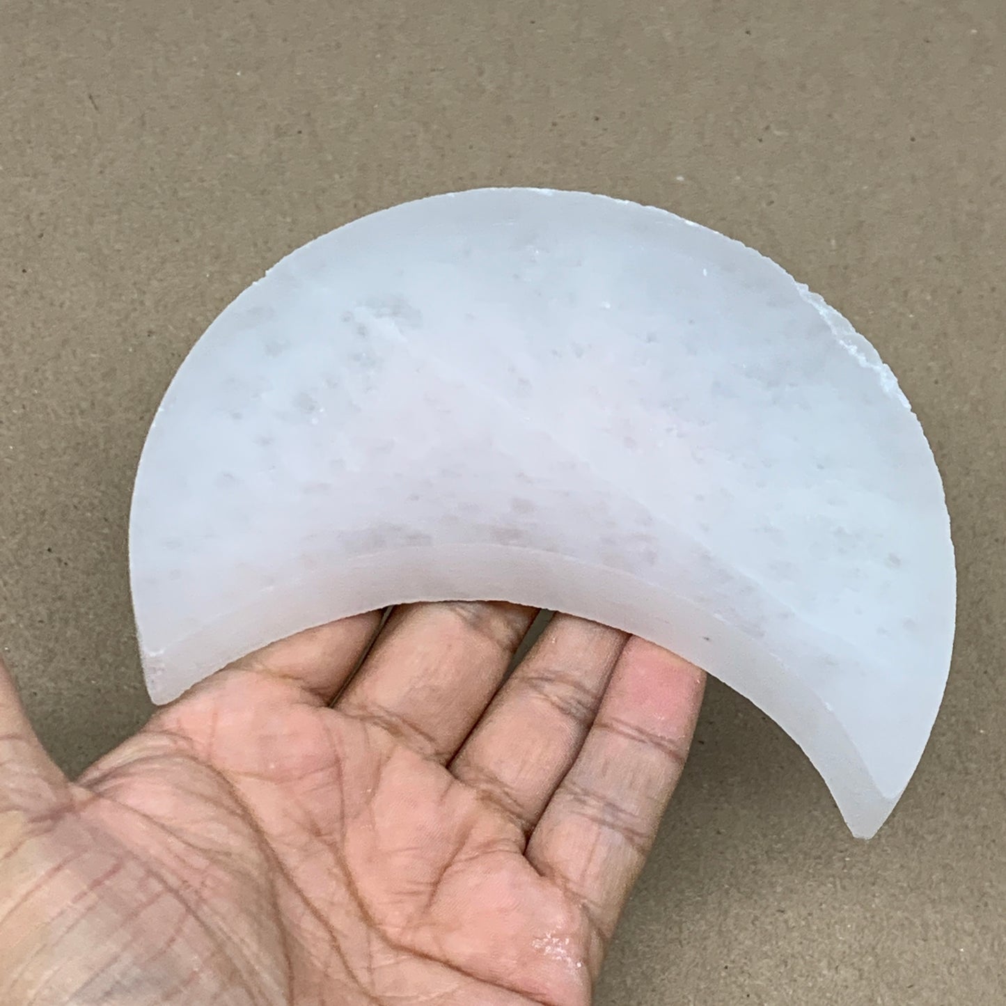 334g, 4.8"x3.6"x0.8",Selenite Crescent Moon Crystal (Satin Spar) @Morocco,B13005