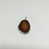 83cts, 2.5"x1.5" Gray Agate Druzy Geode Pendant Silver Plated @Brazil, Bp1213 - watangem.com