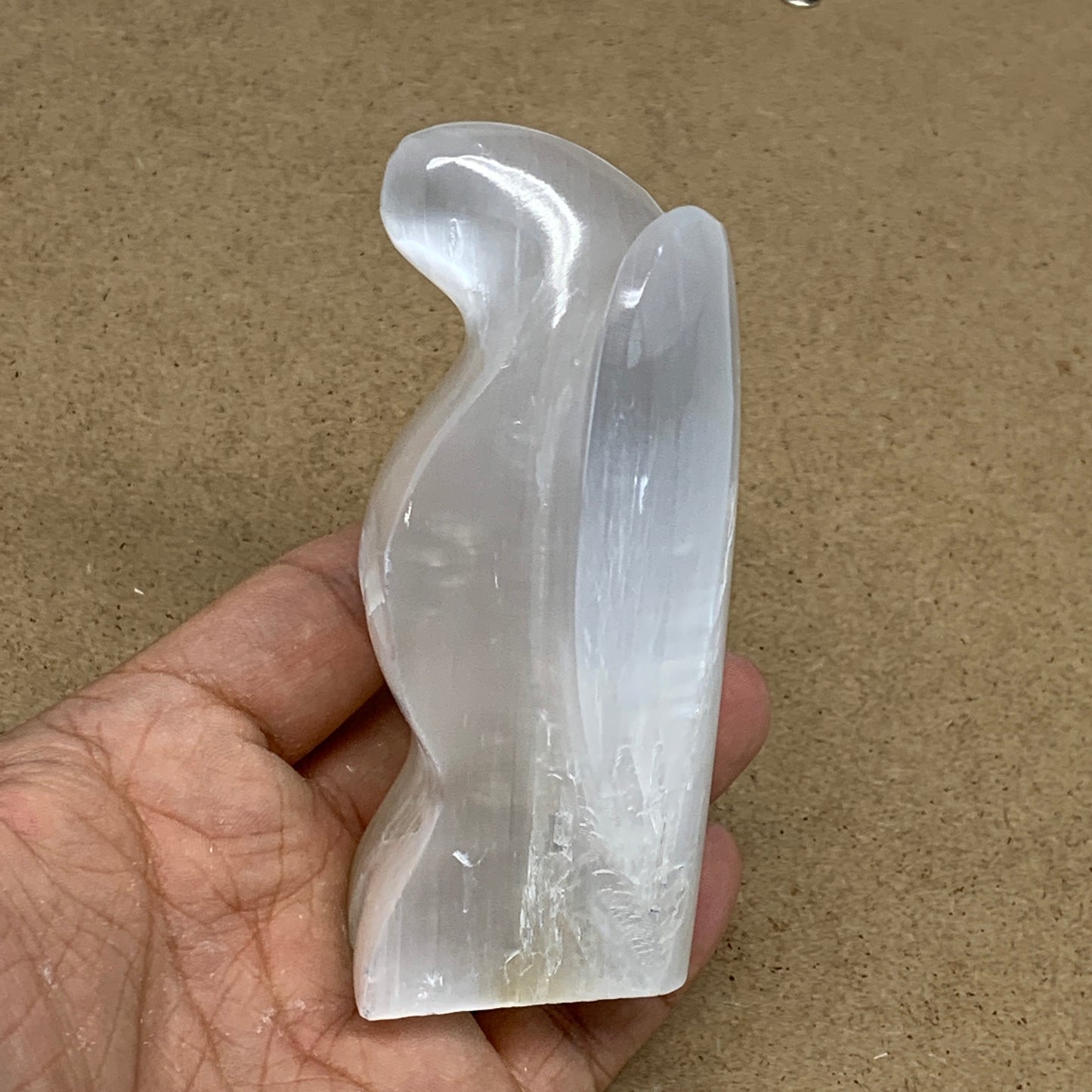 281.6g, 3.9"x3.2"x1.7"Natural Selenite (Satin Spar) Angel Crystal @Morocco,B8930