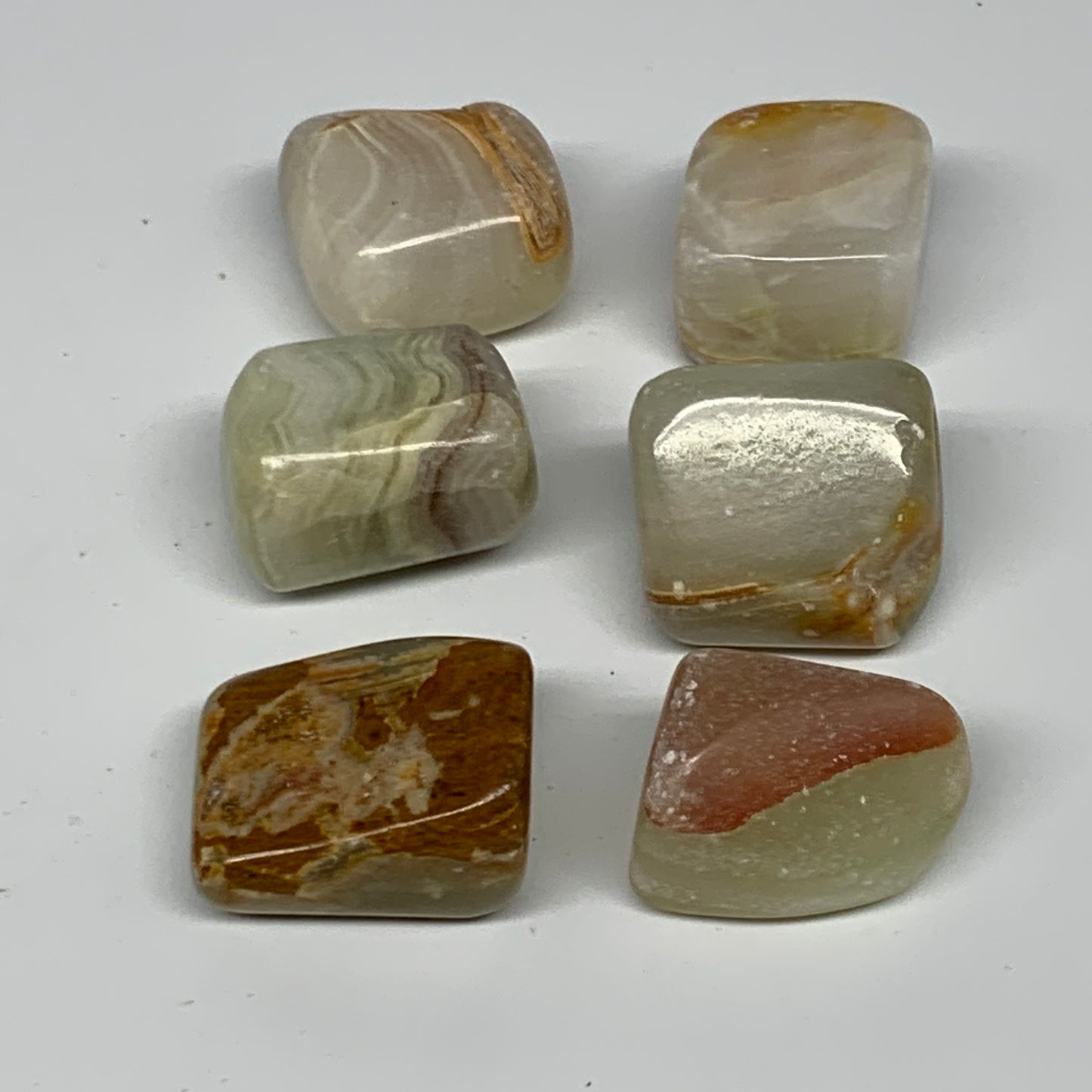 163.8g, 1"-1.2", 6pcs, Onyx/Banded Tumbled Stones @Afghanistan, B26705