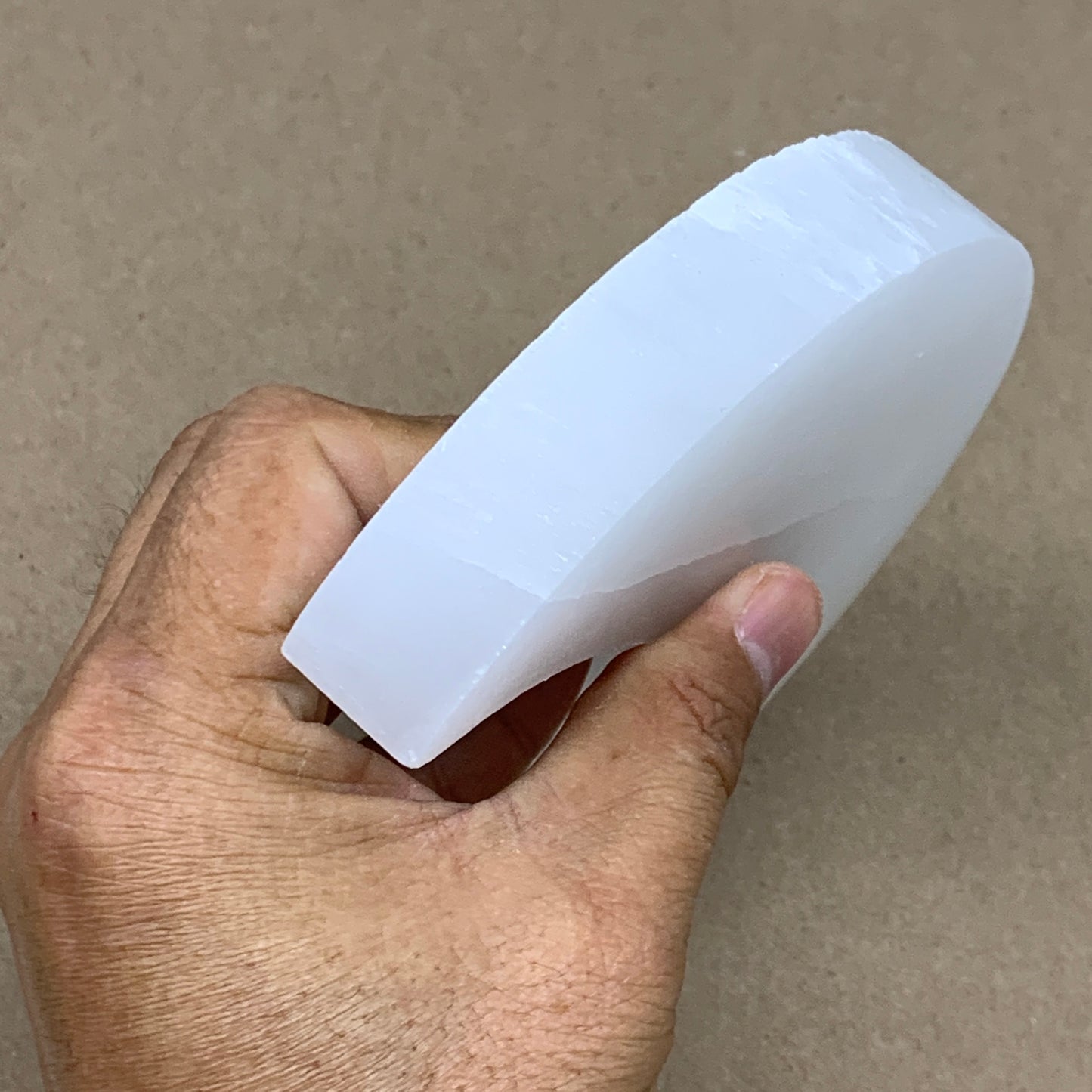 334g, 4.8"x3.6"x0.8",Selenite Crescent Moon Crystal (Satin Spar) @Morocco,B13005