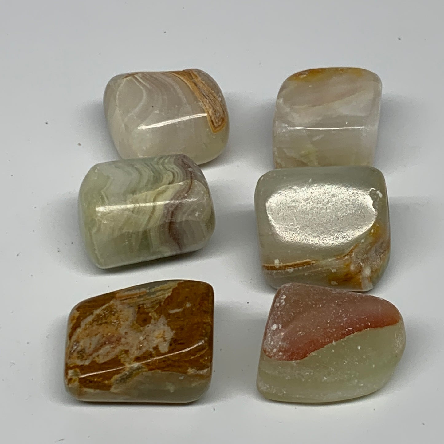 163.8g, 1"-1.2", 6pcs, Onyx/Banded Tumbled Stones @Afghanistan, B26705