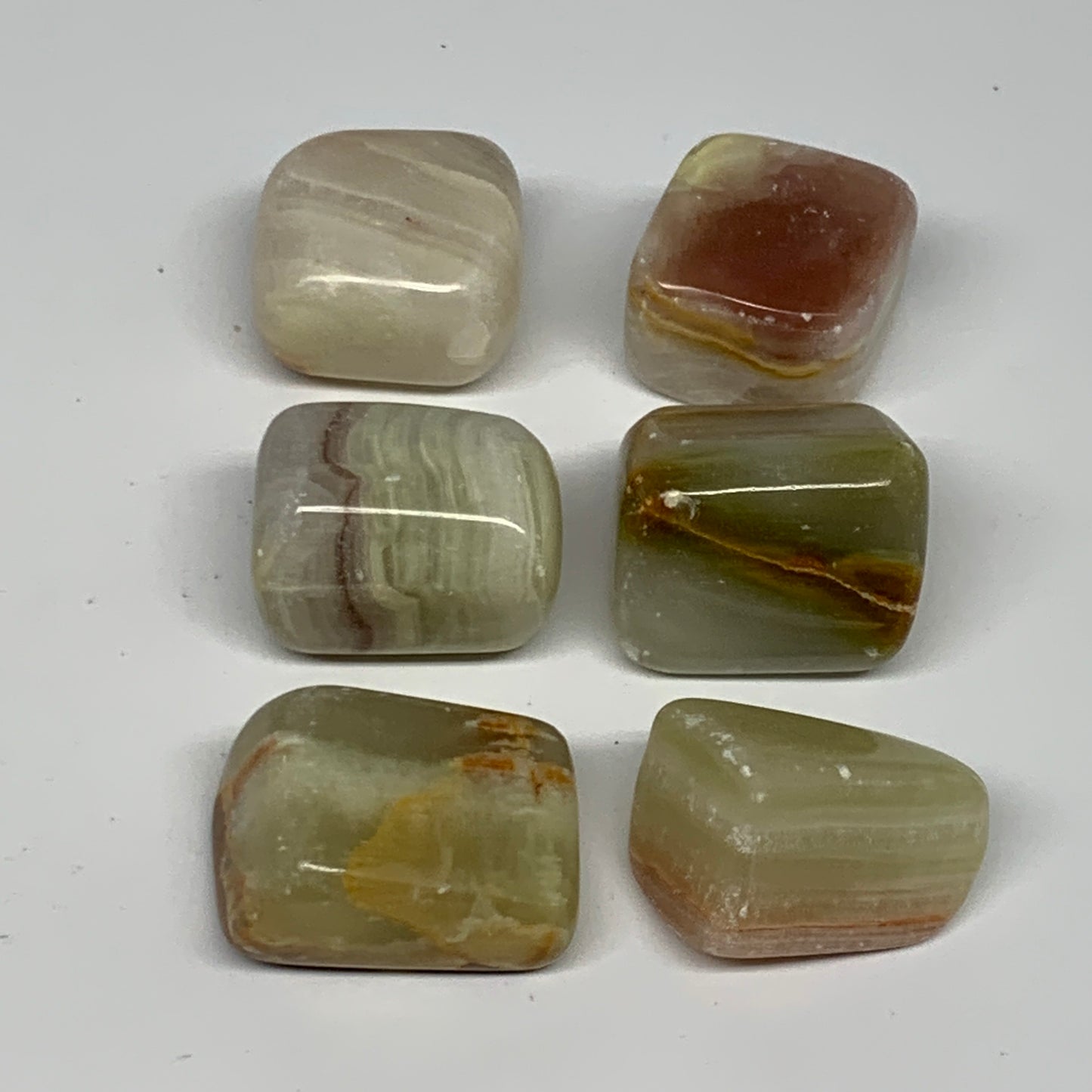 163.8g, 1"-1.2", 6pcs, Onyx/Banded Tumbled Stones @Afghanistan, B26705