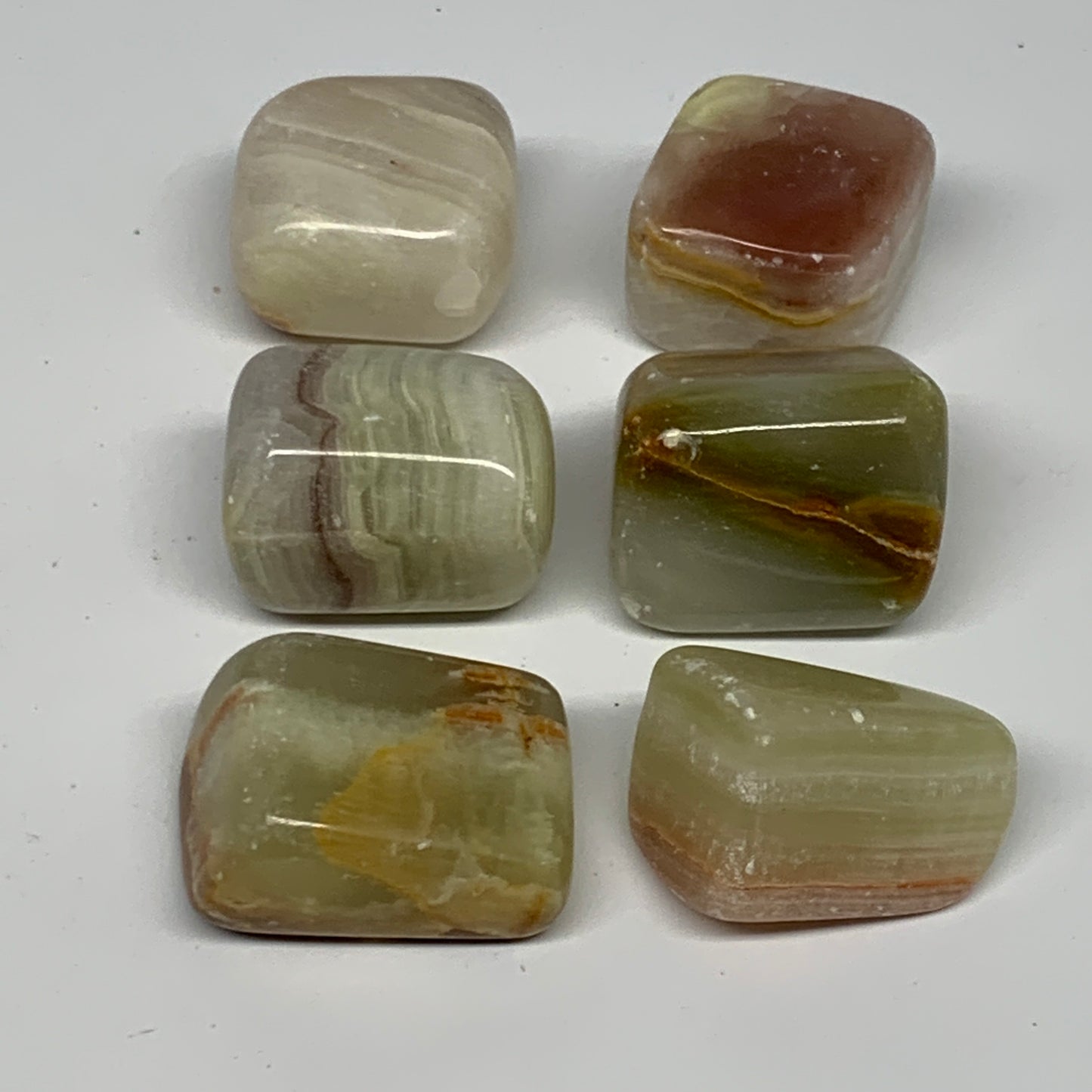 163.8g, 1"-1.2", 6pcs, Onyx/Banded Tumbled Stones @Afghanistan, B26705