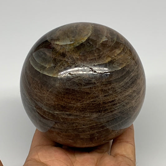 885g,3.4"(86mm), Black Moonstone Sphere Ball Gemstone @Madagascadr,B22748