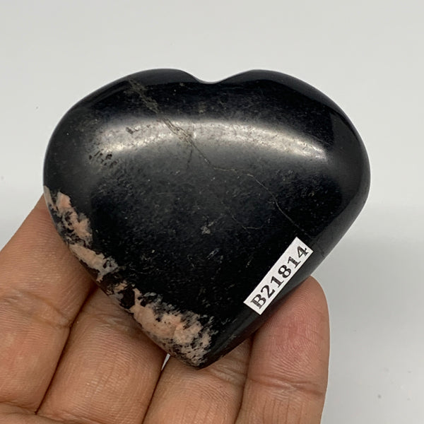 110.2g, 2.2"x2.4"x0.8", Black Tourmaline Heart Polished Crystal Home Decor, B218