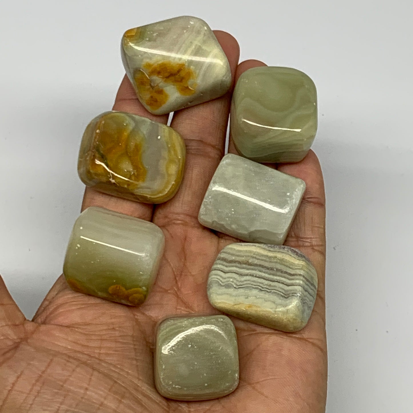 152.8g, 0.9"-1.2", 7pcs, Onyx/Banded Tumbled Stones @Afghanistan, B26706