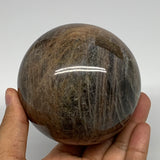885g,3.4"(86mm), Black Moonstone Sphere Ball Gemstone @Madagascadr,B22748